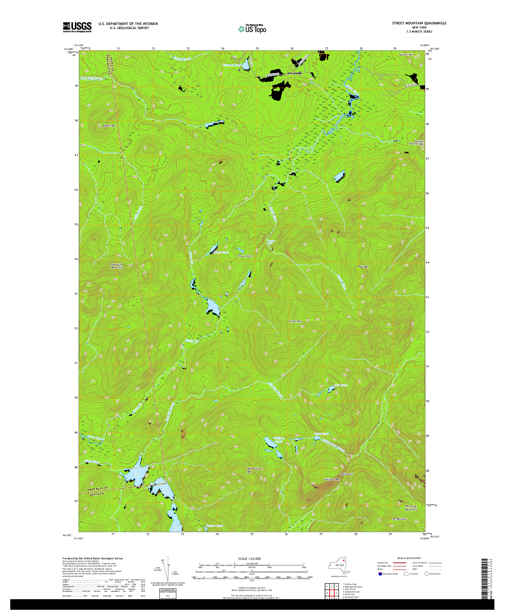 USGS US TOPO 7.5-MINUTE MAP FOR STREET MOUNTAIN, NY 2019