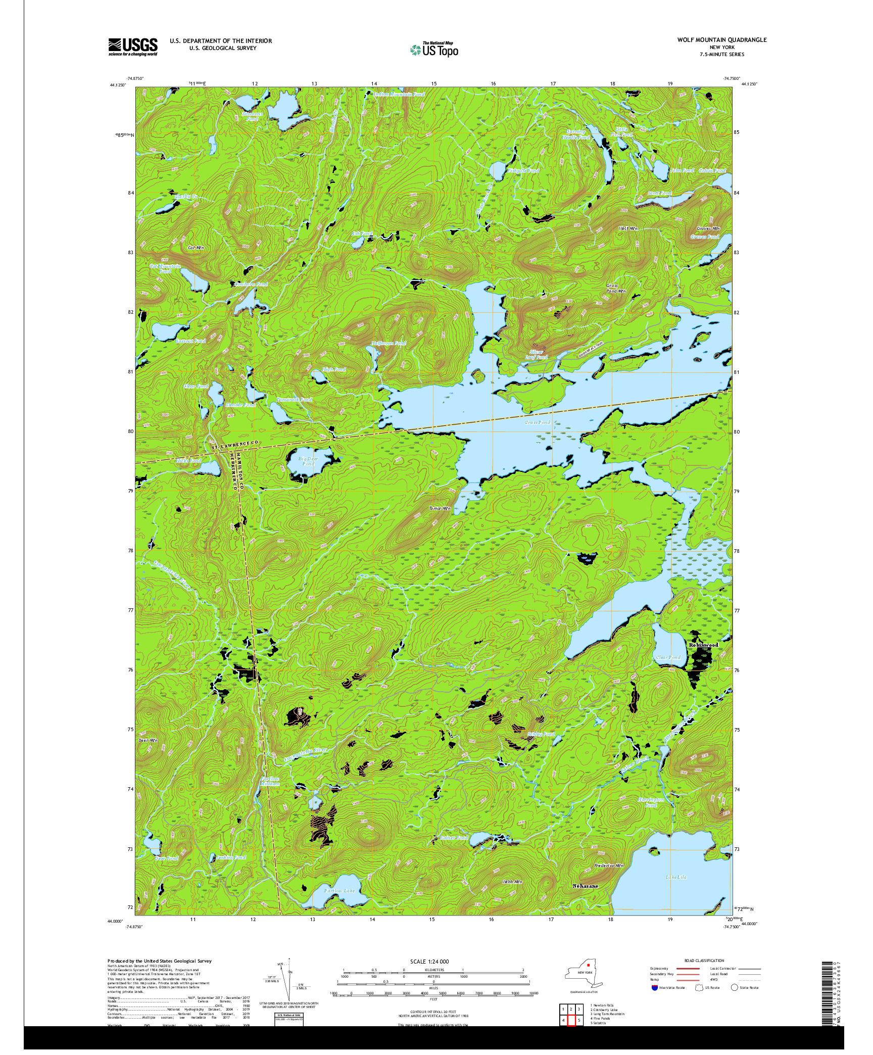USGS US TOPO 7.5-MINUTE MAP FOR WOLF MOUNTAIN, NY 2019