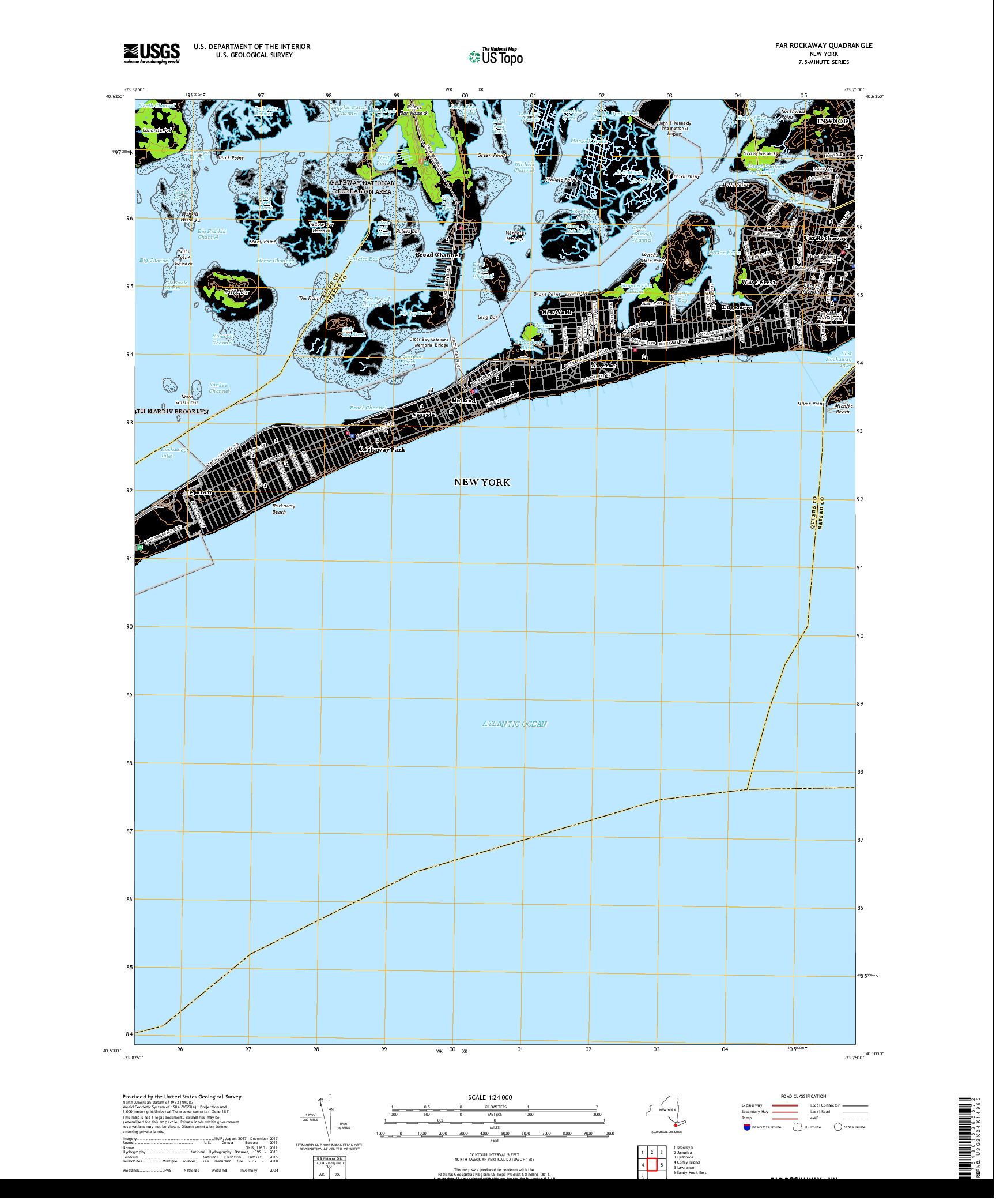 USGS US TOPO 7.5-MINUTE MAP FOR FAR ROCKAWAY, NY 2019
