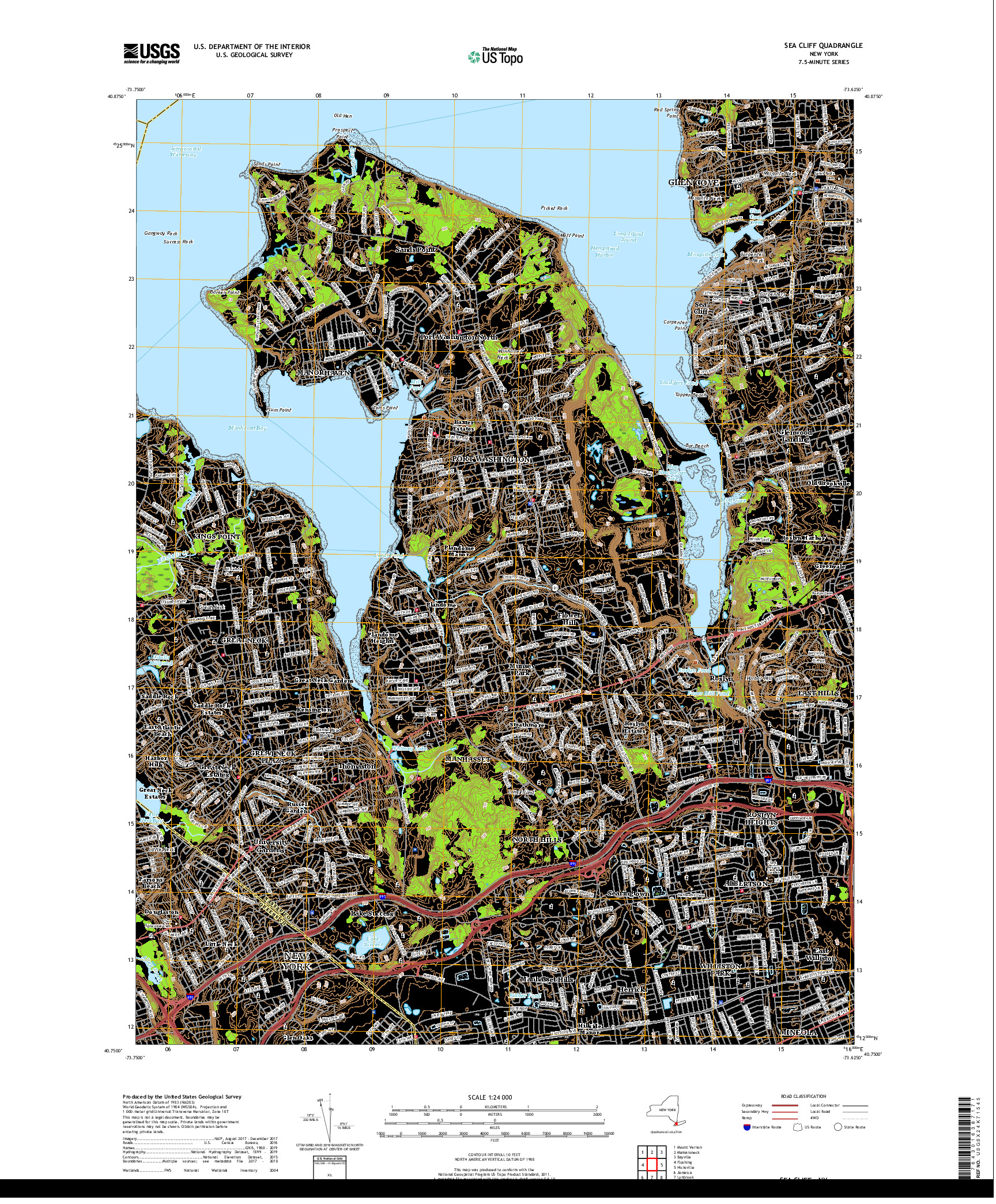 USGS US TOPO 7.5-MINUTE MAP FOR SEA CLIFF, NY 2019