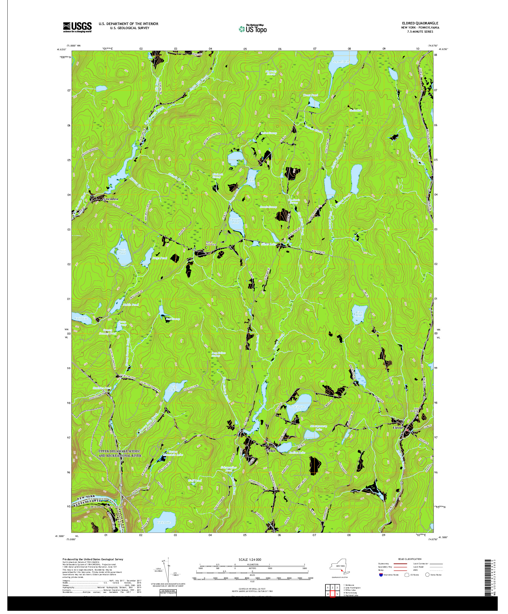 USGS US TOPO 7.5-MINUTE MAP FOR ELDRED, NY,PA 2019