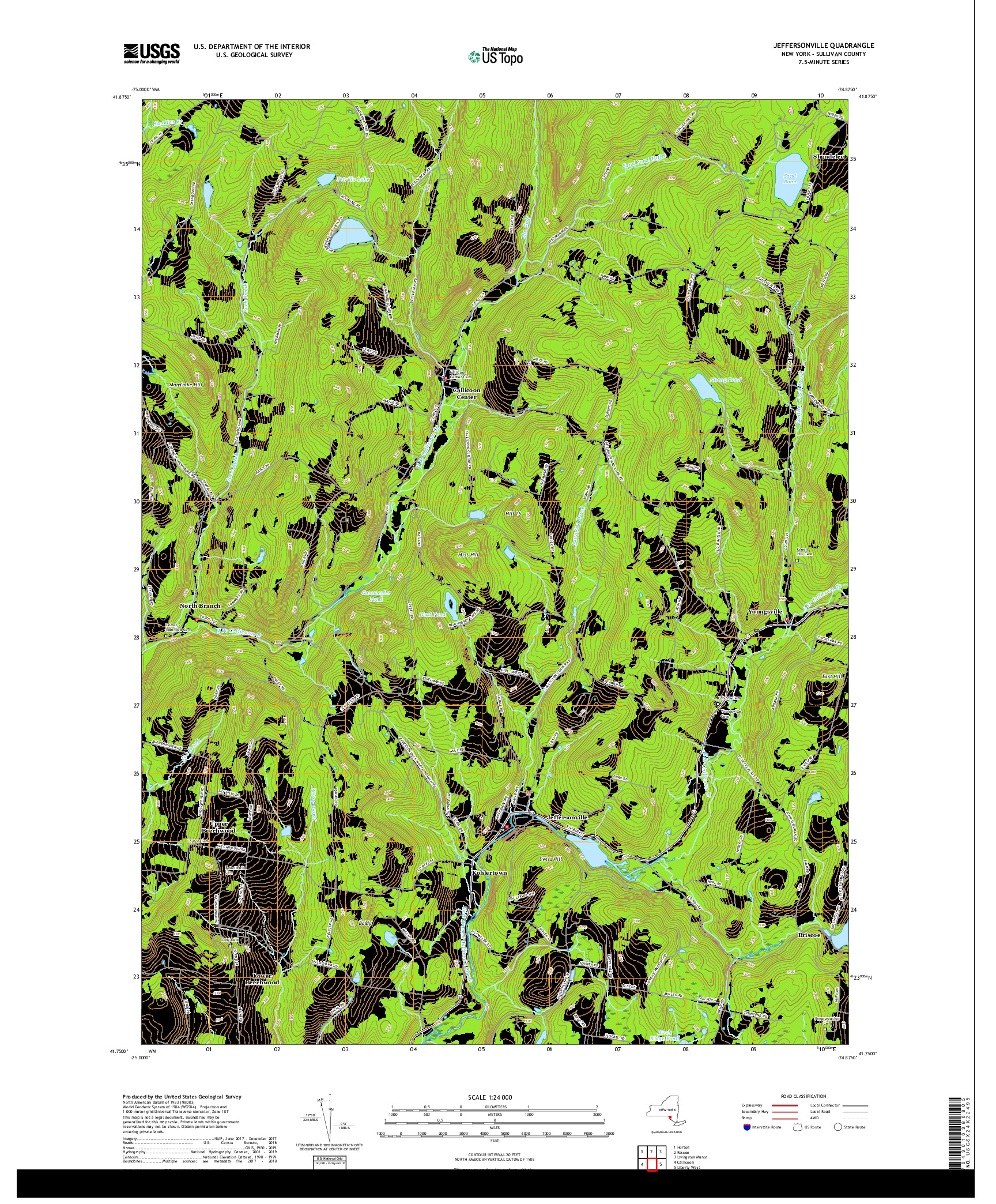 USGS US TOPO 7.5-MINUTE MAP FOR JEFFERSONVILLE, NY 2019