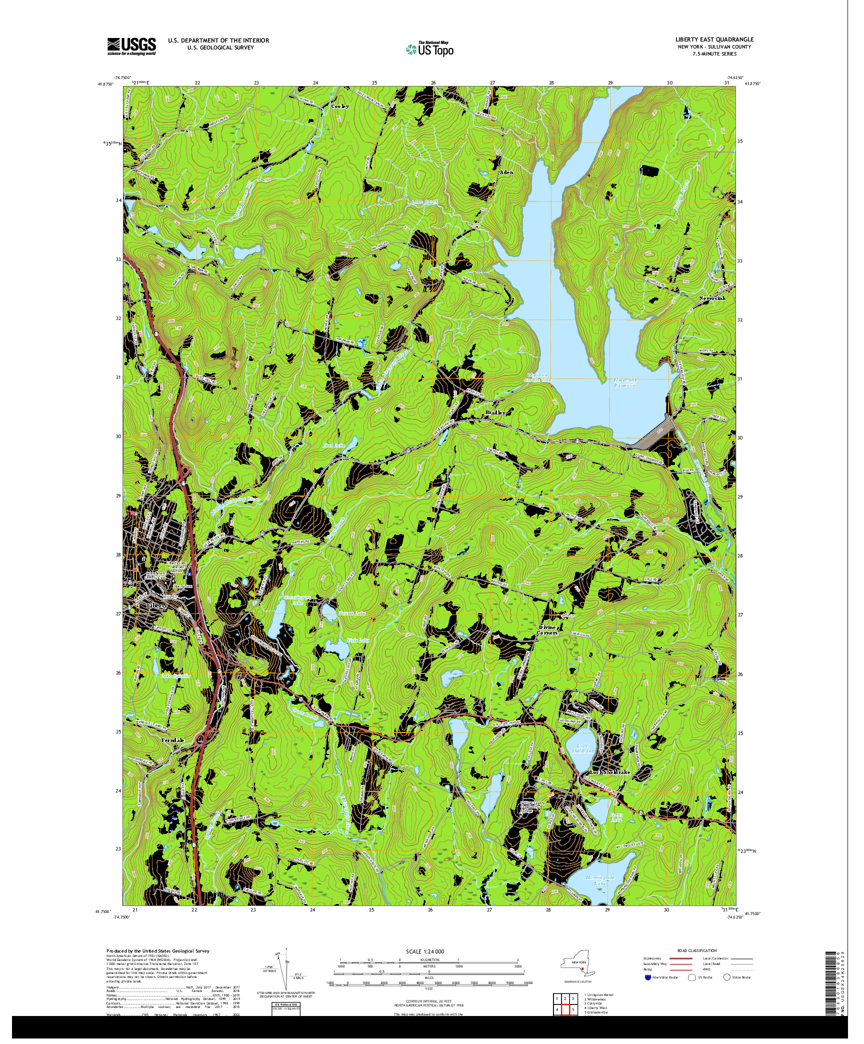 USGS US TOPO 7.5-MINUTE MAP FOR LIBERTY EAST, NY 2019