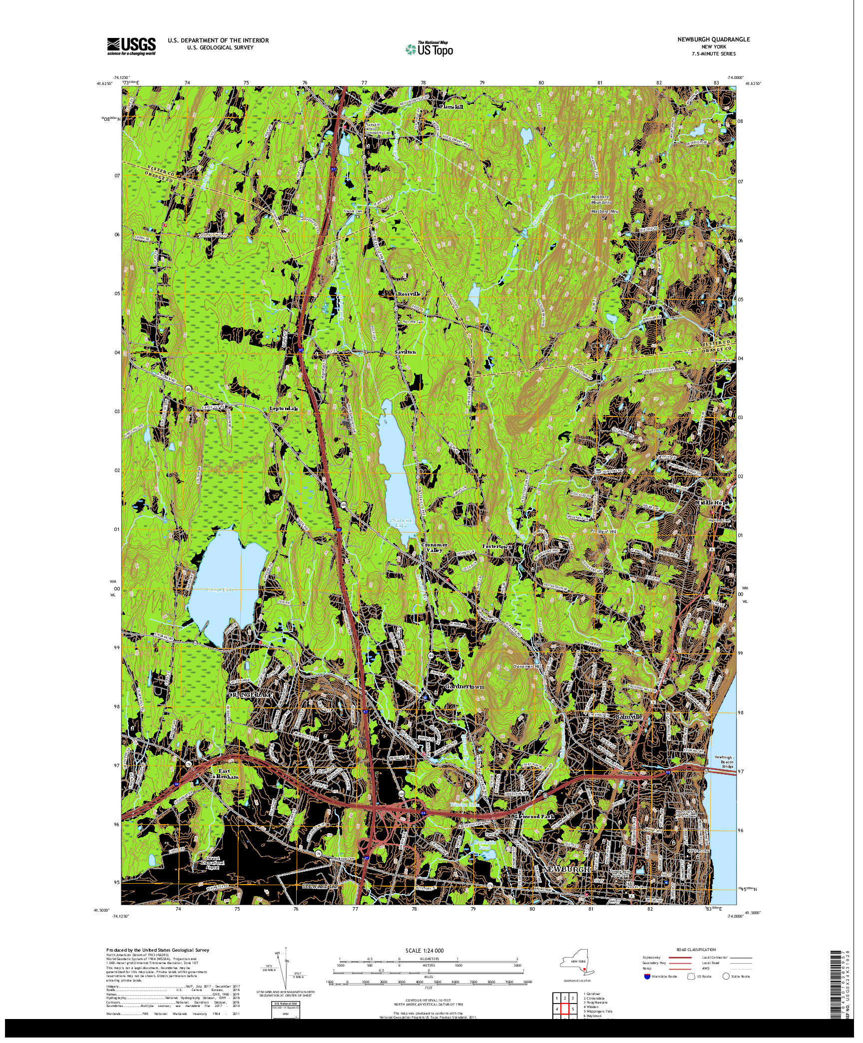 USGS US TOPO 7.5-MINUTE MAP FOR NEWBURGH, NY 2019