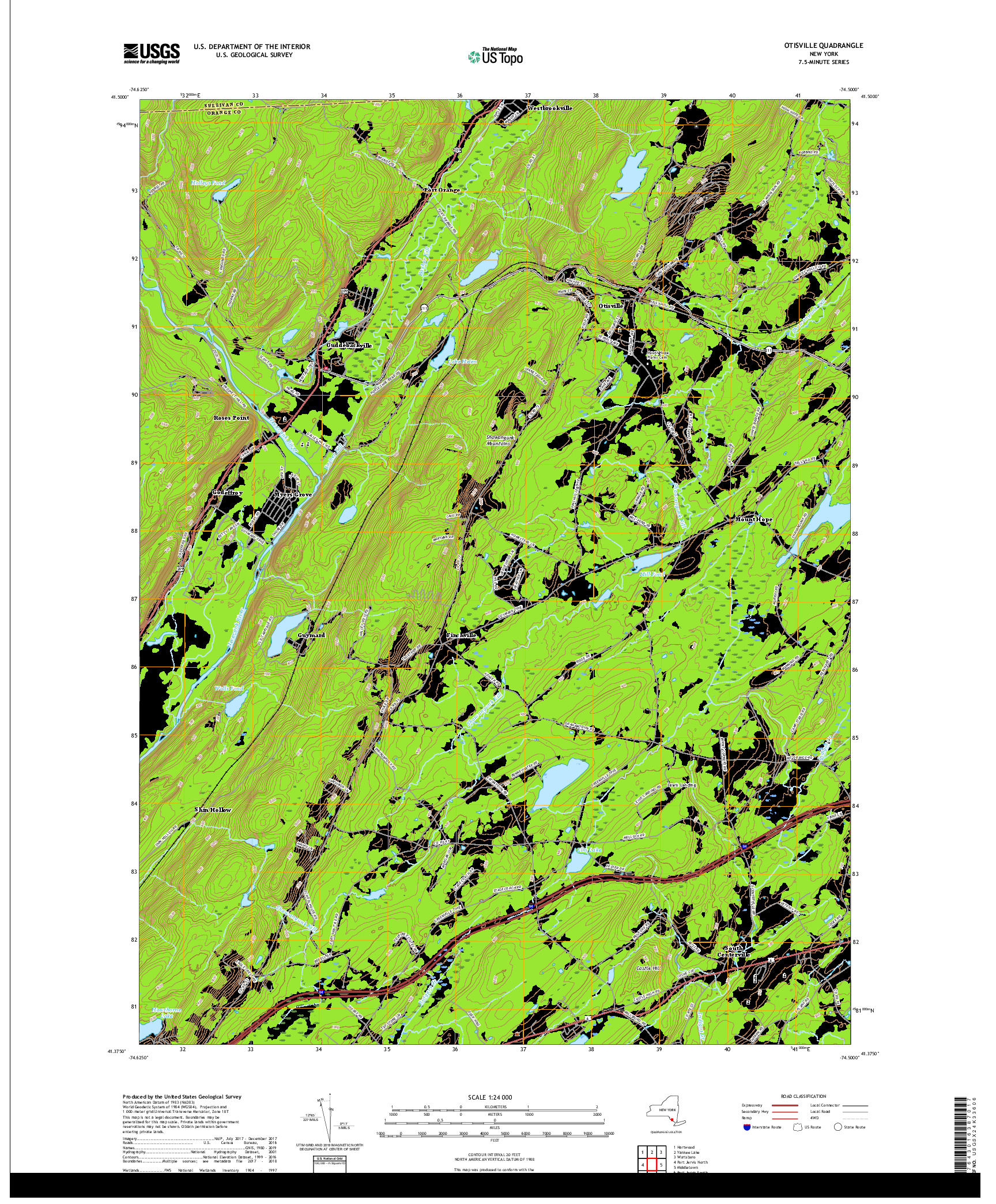 USGS US TOPO 7.5-MINUTE MAP FOR OTISVILLE, NY 2019