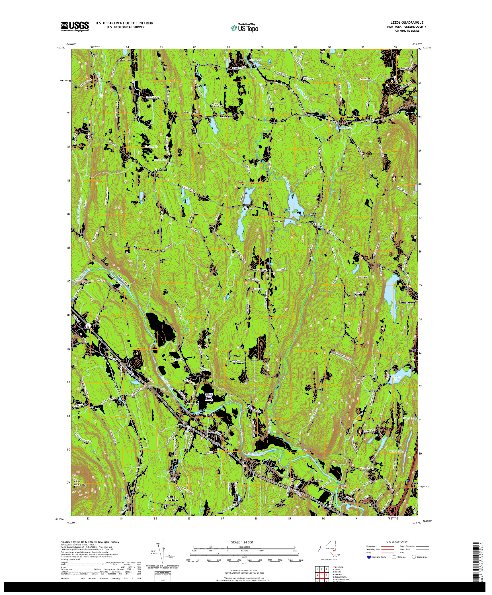 USGS US TOPO 7.5-MINUTE MAP FOR LEEDS, NY 2019