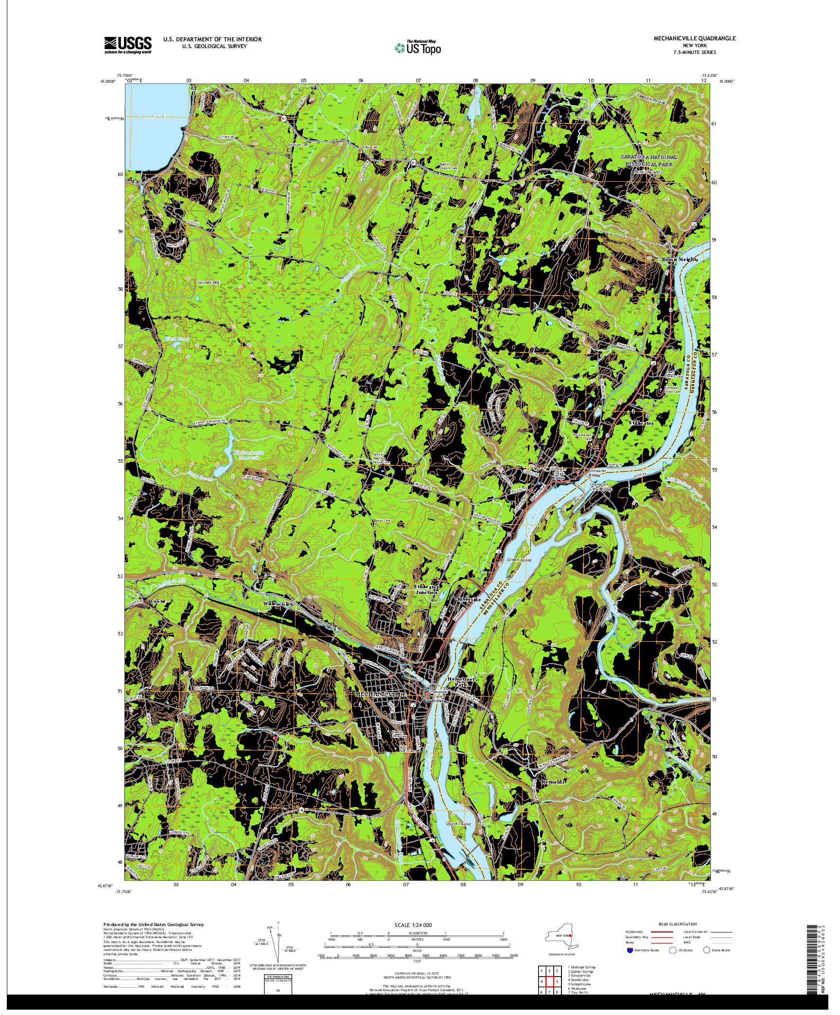USGS US TOPO 7.5-MINUTE MAP FOR MECHANICVILLE, NY 2019