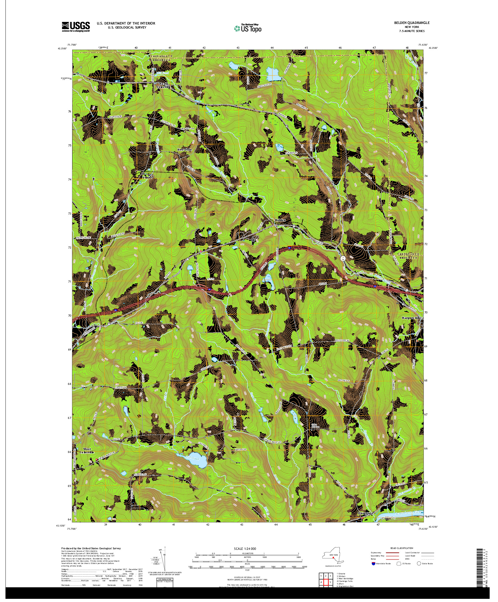 USGS US TOPO 7.5-MINUTE MAP FOR BELDEN, NY 2019