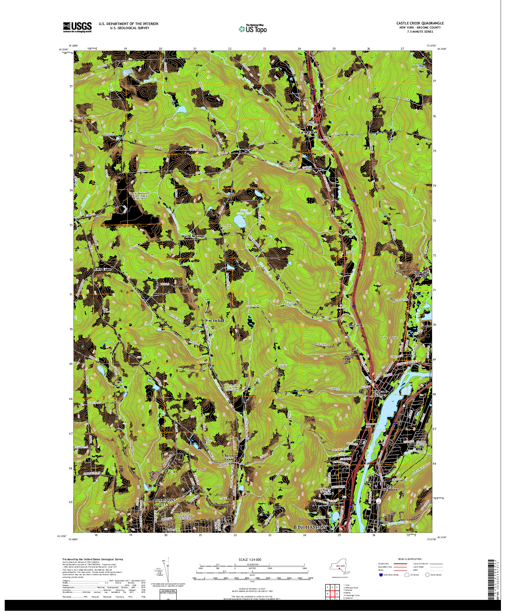USGS US TOPO 7.5-MINUTE MAP FOR CASTLE CREEK, NY 2019