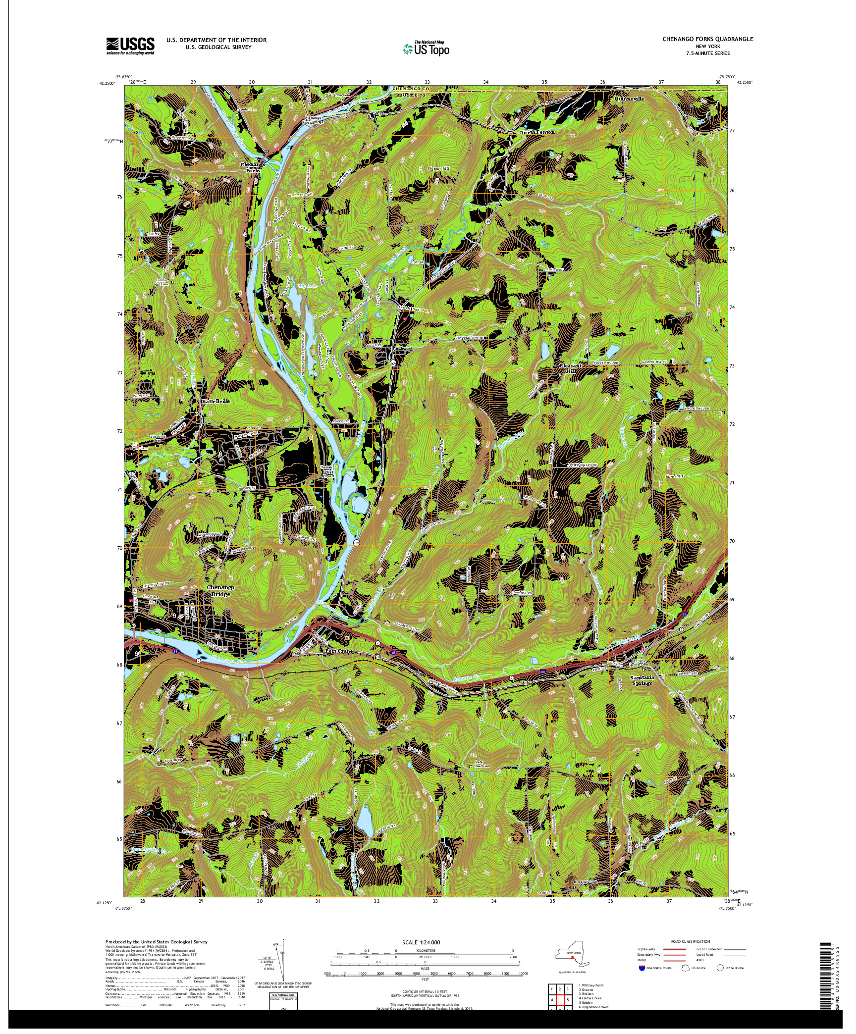 USGS US TOPO 7.5-MINUTE MAP FOR CHENANGO FORKS, NY 2019