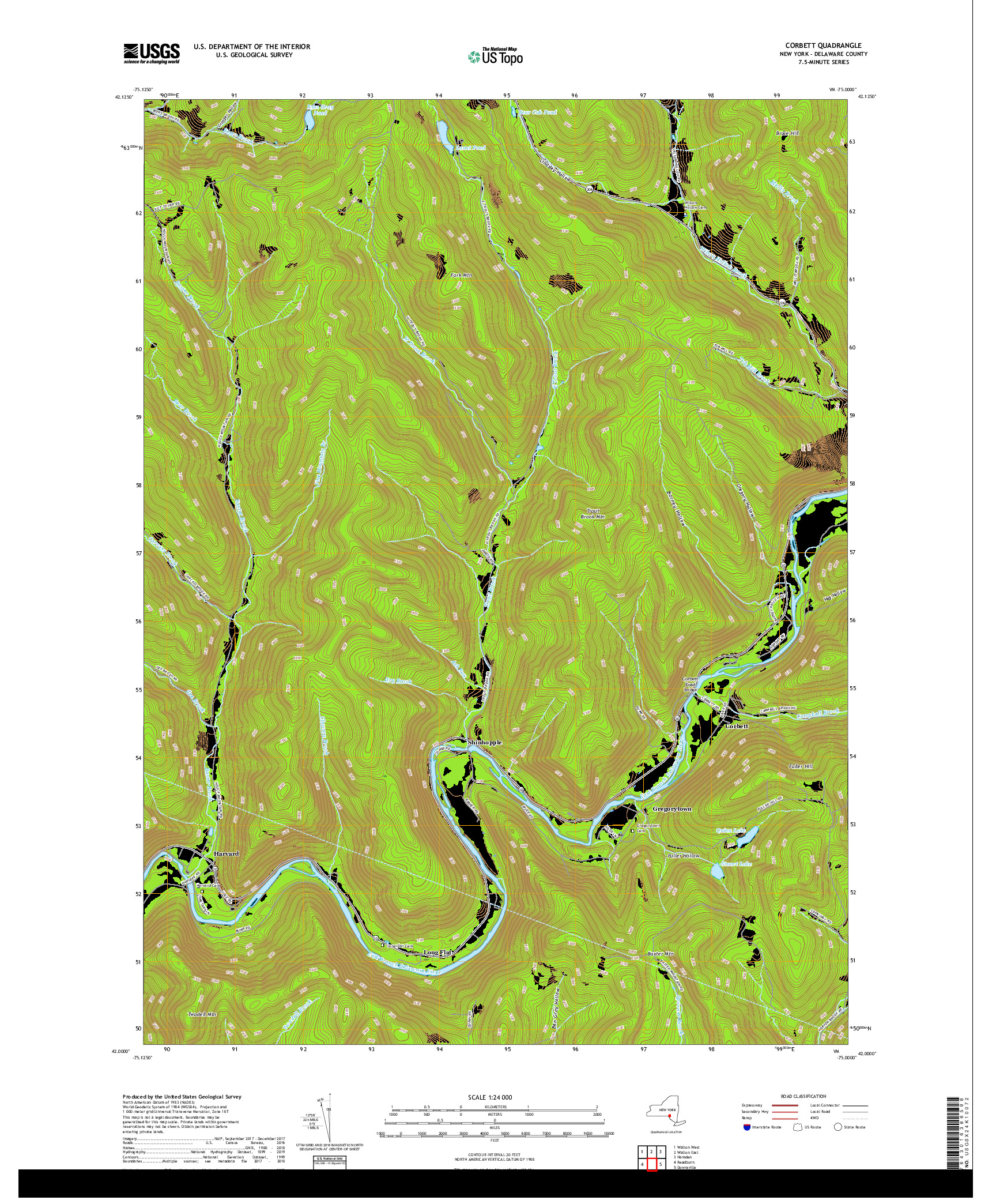 USGS US TOPO 7.5-MINUTE MAP FOR CORBETT, NY 2019