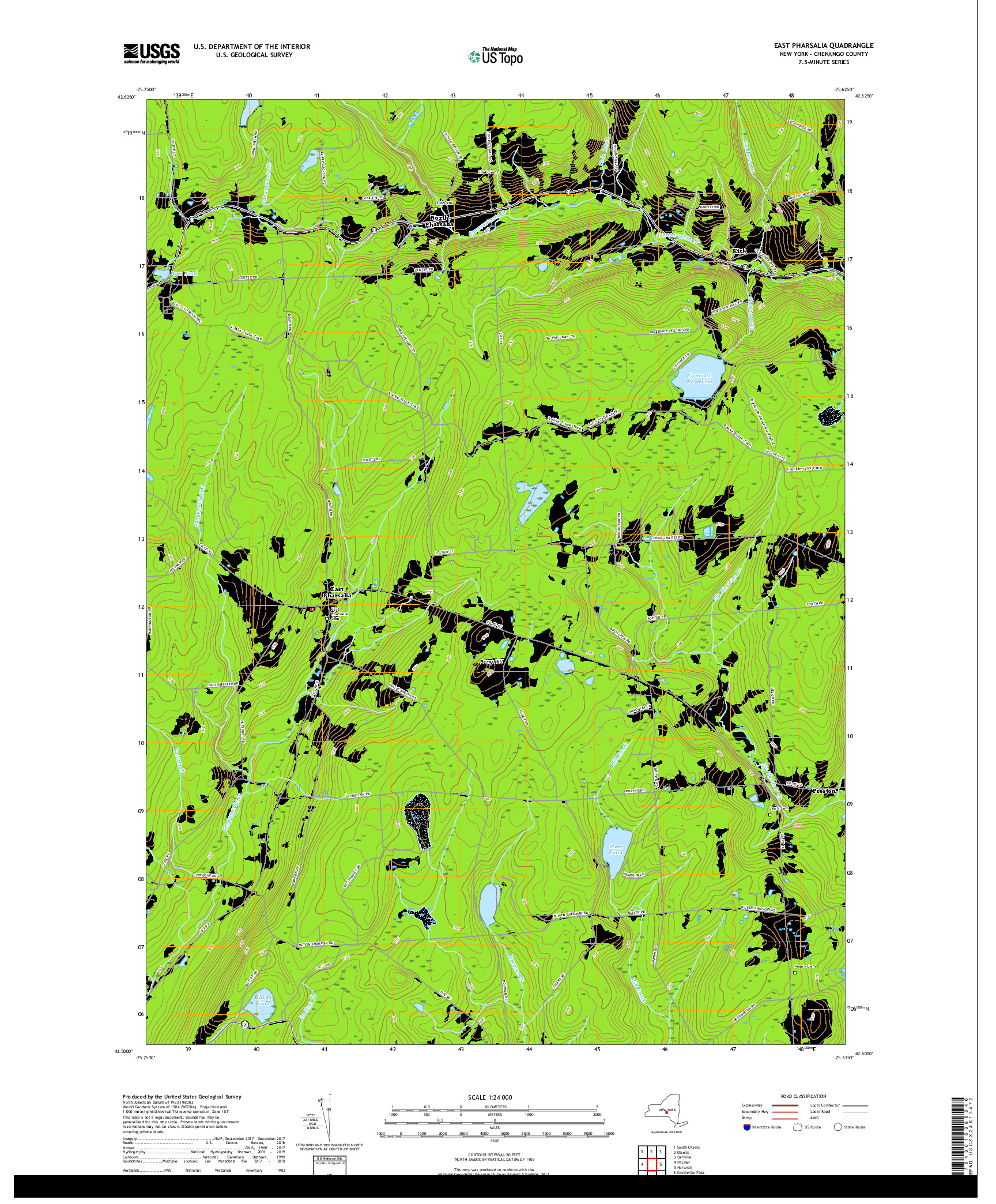 USGS US TOPO 7.5-MINUTE MAP FOR EAST PHARSALIA, NY 2019