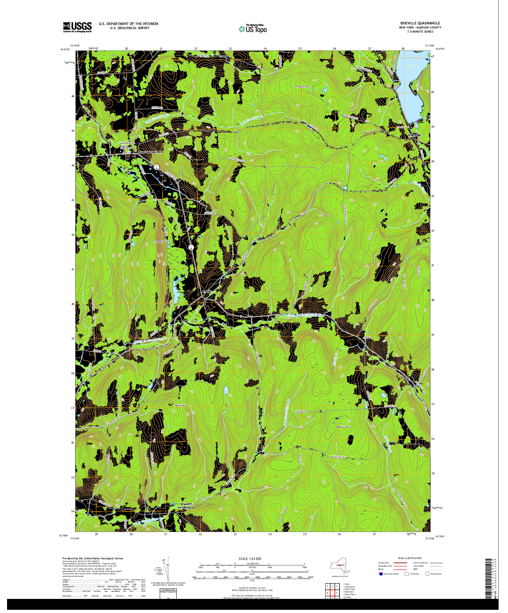 USGS US TOPO 7.5-MINUTE MAP FOR ERIEVILLE, NY 2019