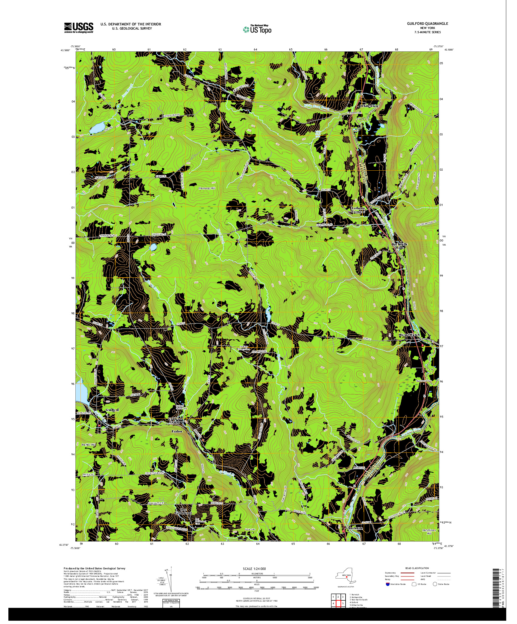 USGS US TOPO 7.5-MINUTE MAP FOR GUILFORD, NY 2019