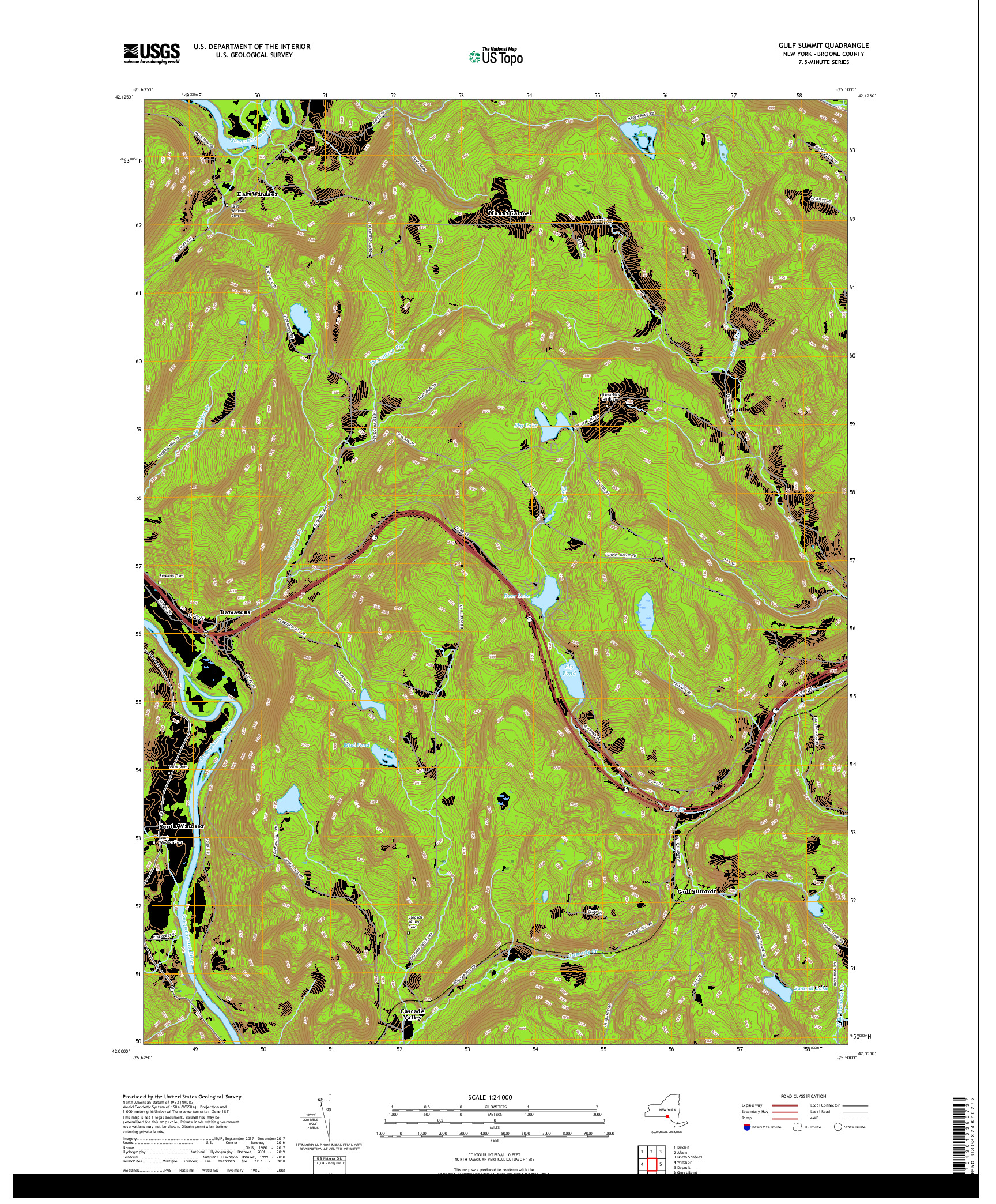 USGS US TOPO 7.5-MINUTE MAP FOR GULF SUMMIT, NY 2019