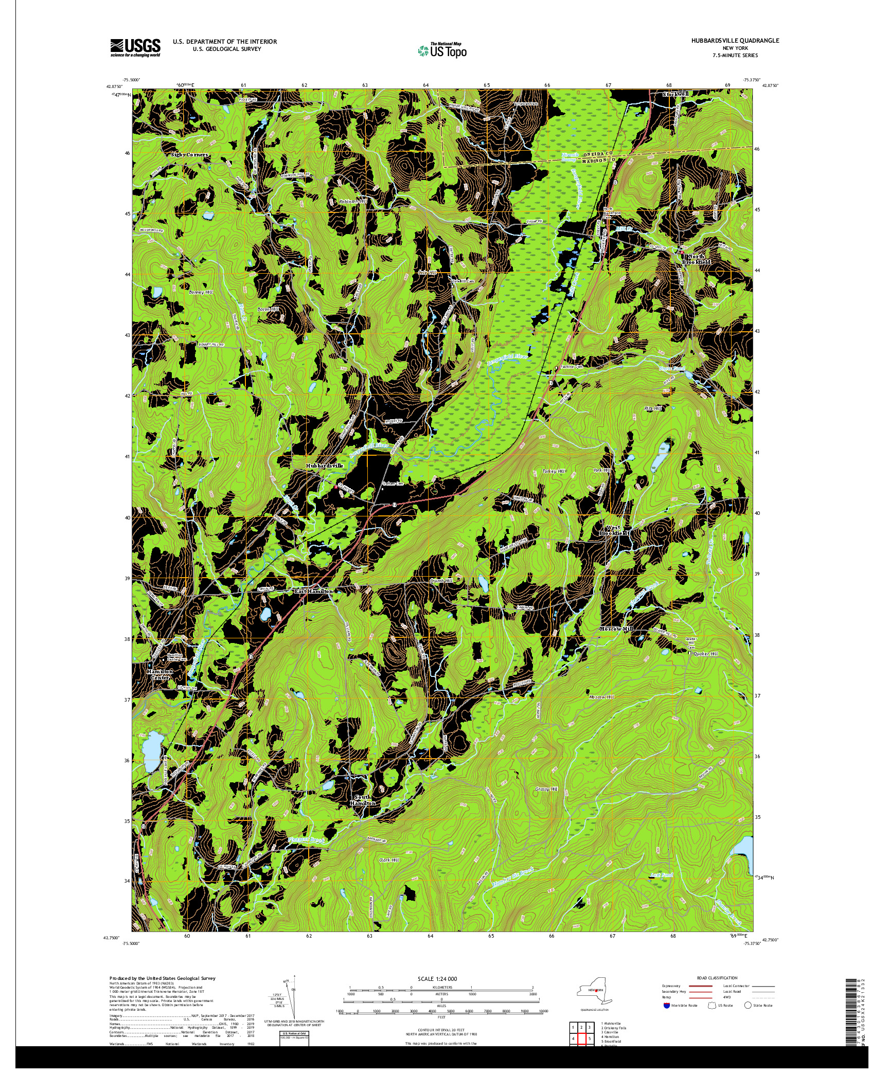 USGS US TOPO 7.5-MINUTE MAP FOR HUBBARDSVILLE, NY 2019