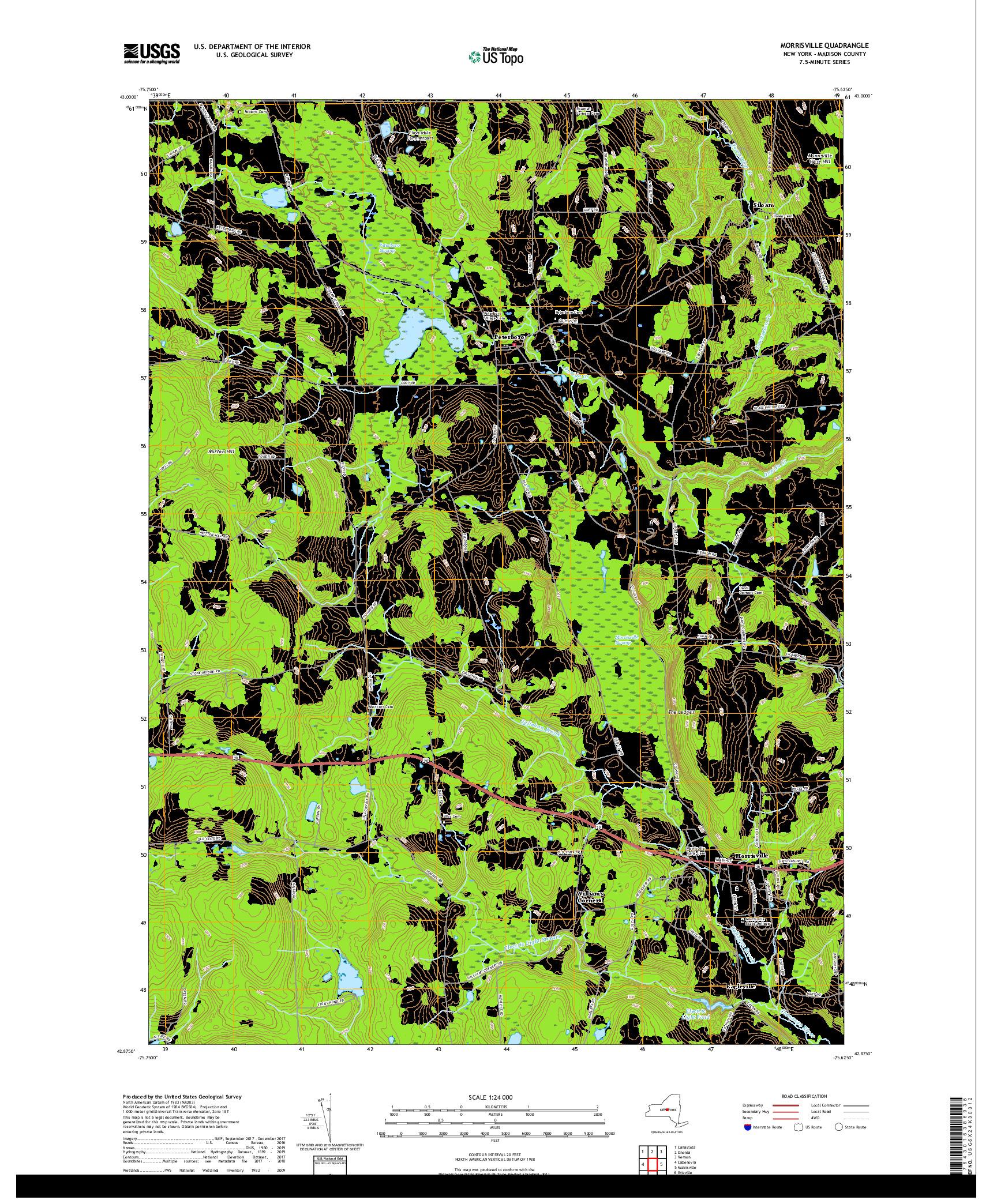 USGS US TOPO 7.5-MINUTE MAP FOR MORRISVILLE, NY 2019