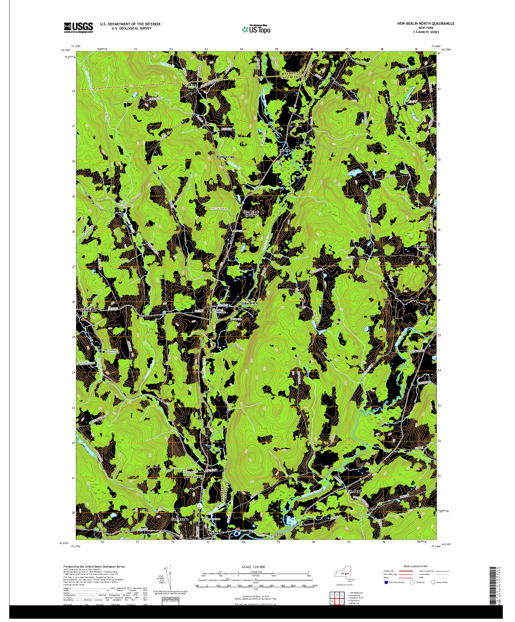 USGS US TOPO 7.5-MINUTE MAP FOR NEW BERLIN NORTH, NY 2019