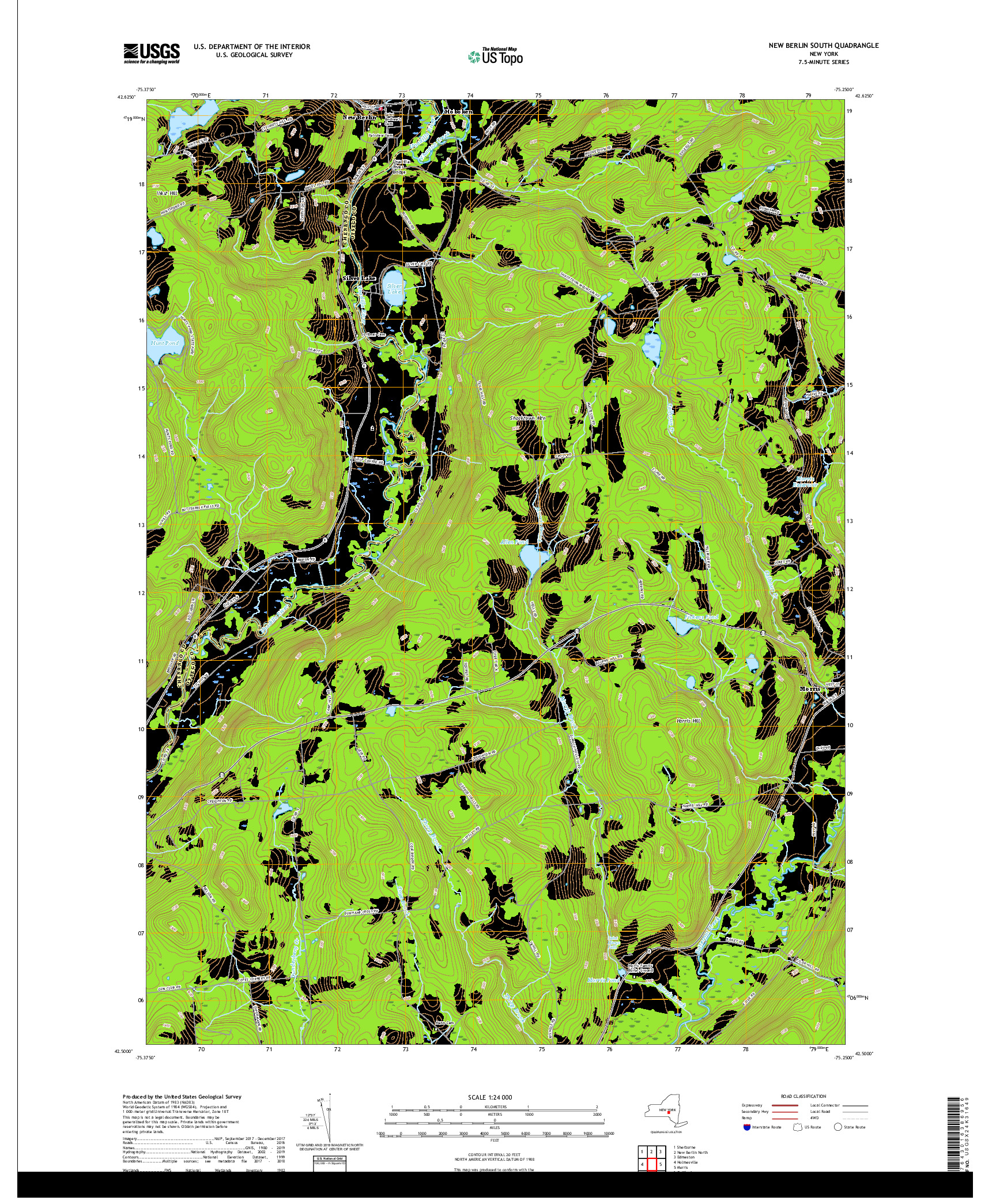 USGS US TOPO 7.5-MINUTE MAP FOR NEW BERLIN SOUTH, NY 2019