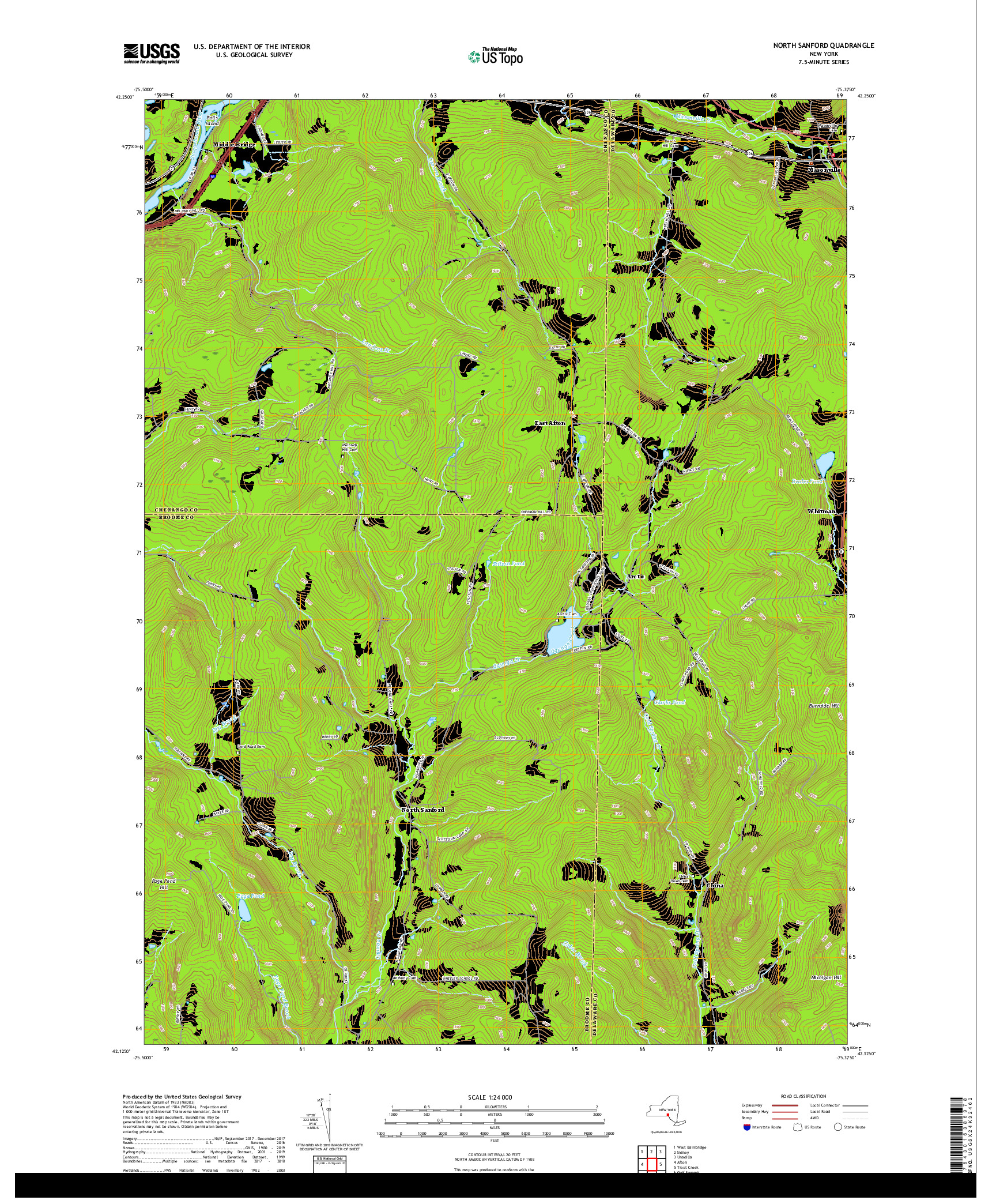 USGS US TOPO 7.5-MINUTE MAP FOR NORTH SANFORD, NY 2019