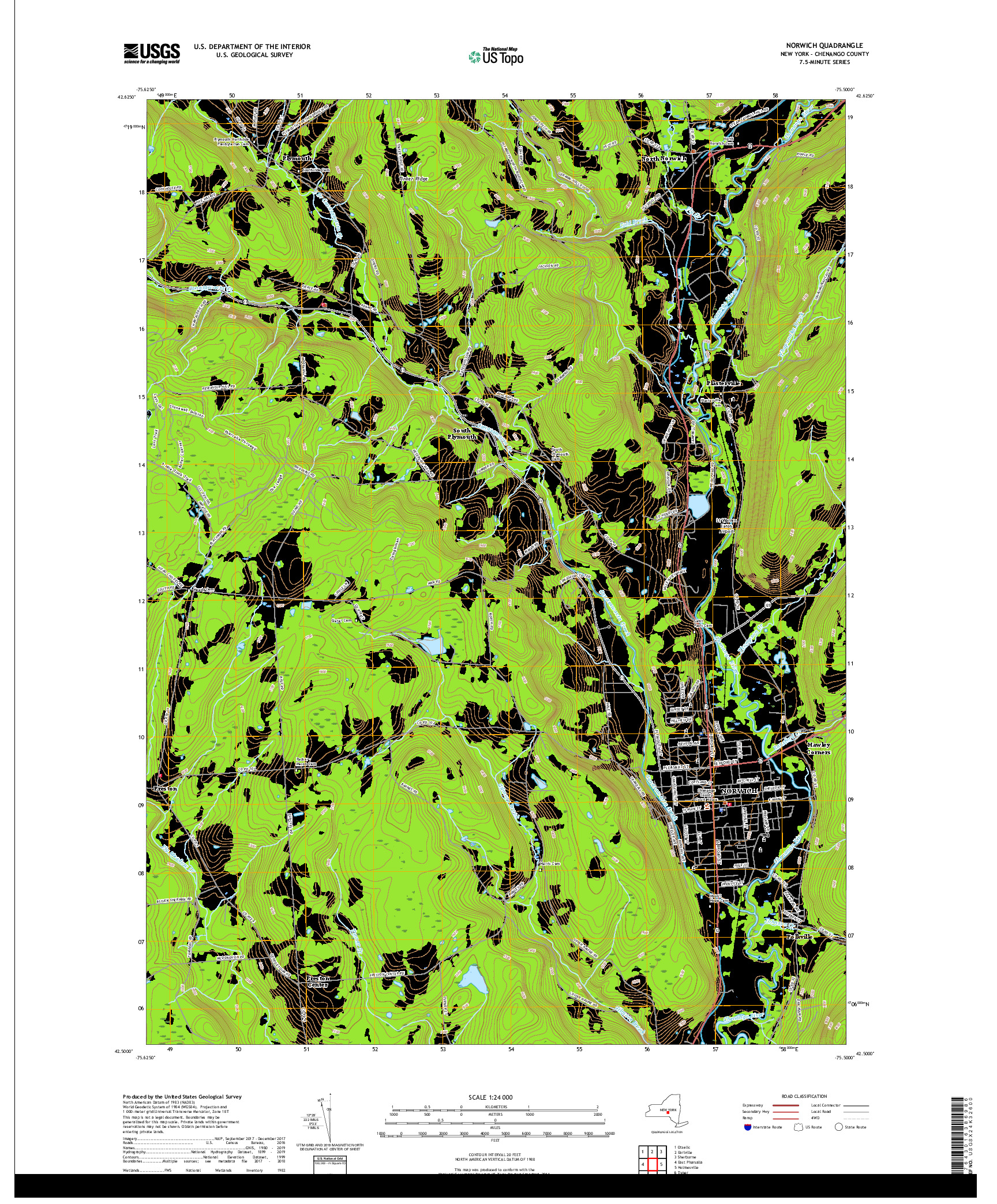 USGS US TOPO 7.5-MINUTE MAP FOR NORWICH, NY 2019