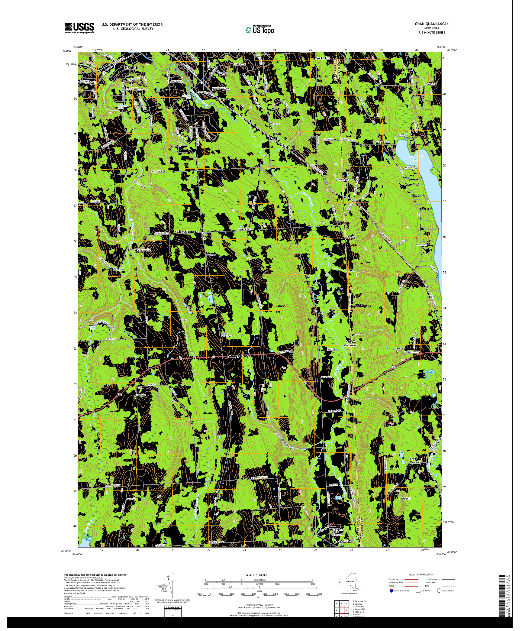 USGS US TOPO 7.5-MINUTE MAP FOR ORAN, NY 2019