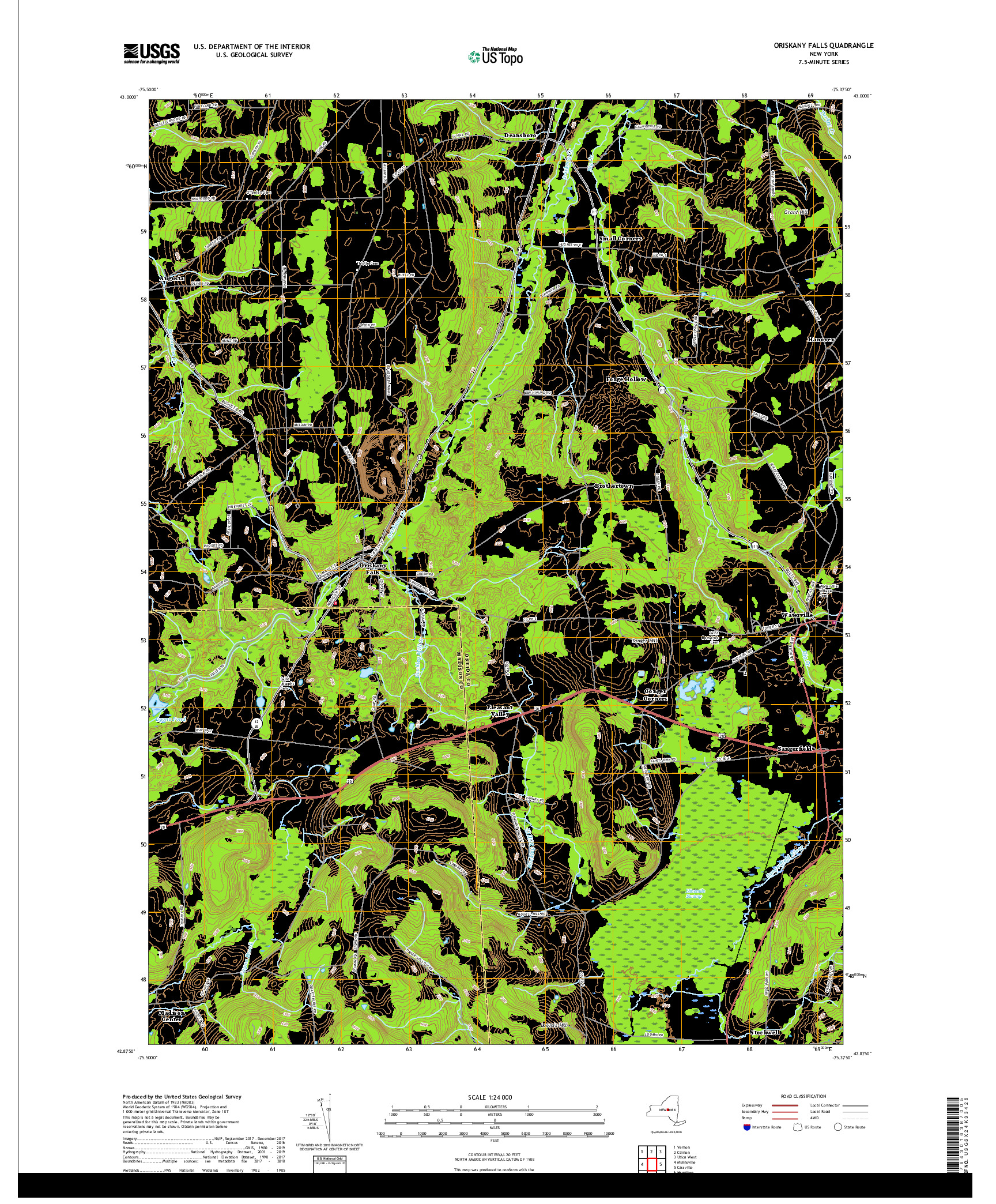 USGS US TOPO 7.5-MINUTE MAP FOR ORISKANY FALLS, NY 2019