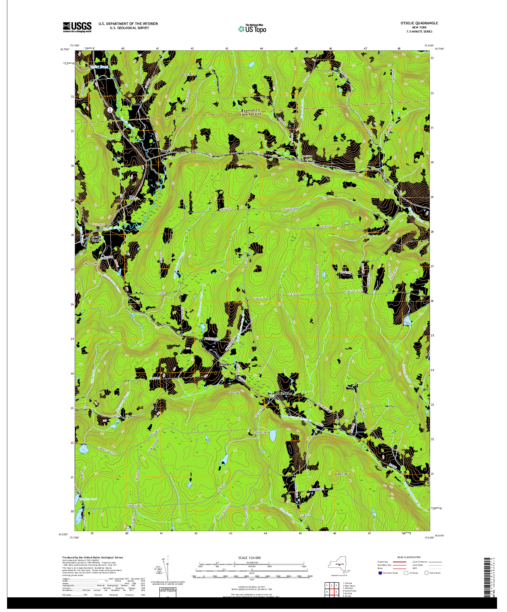 USGS US TOPO 7.5-MINUTE MAP FOR OTSELIC, NY 2019