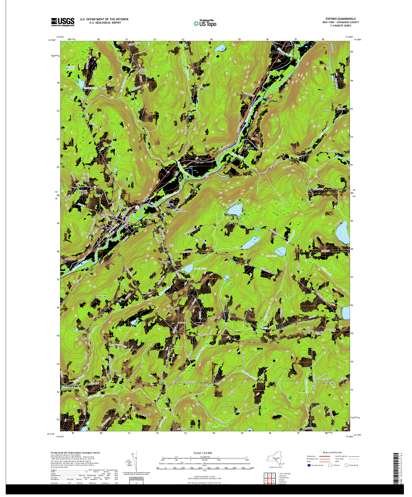 USGS US TOPO 7.5-MINUTE MAP FOR OXFORD, NY 2019