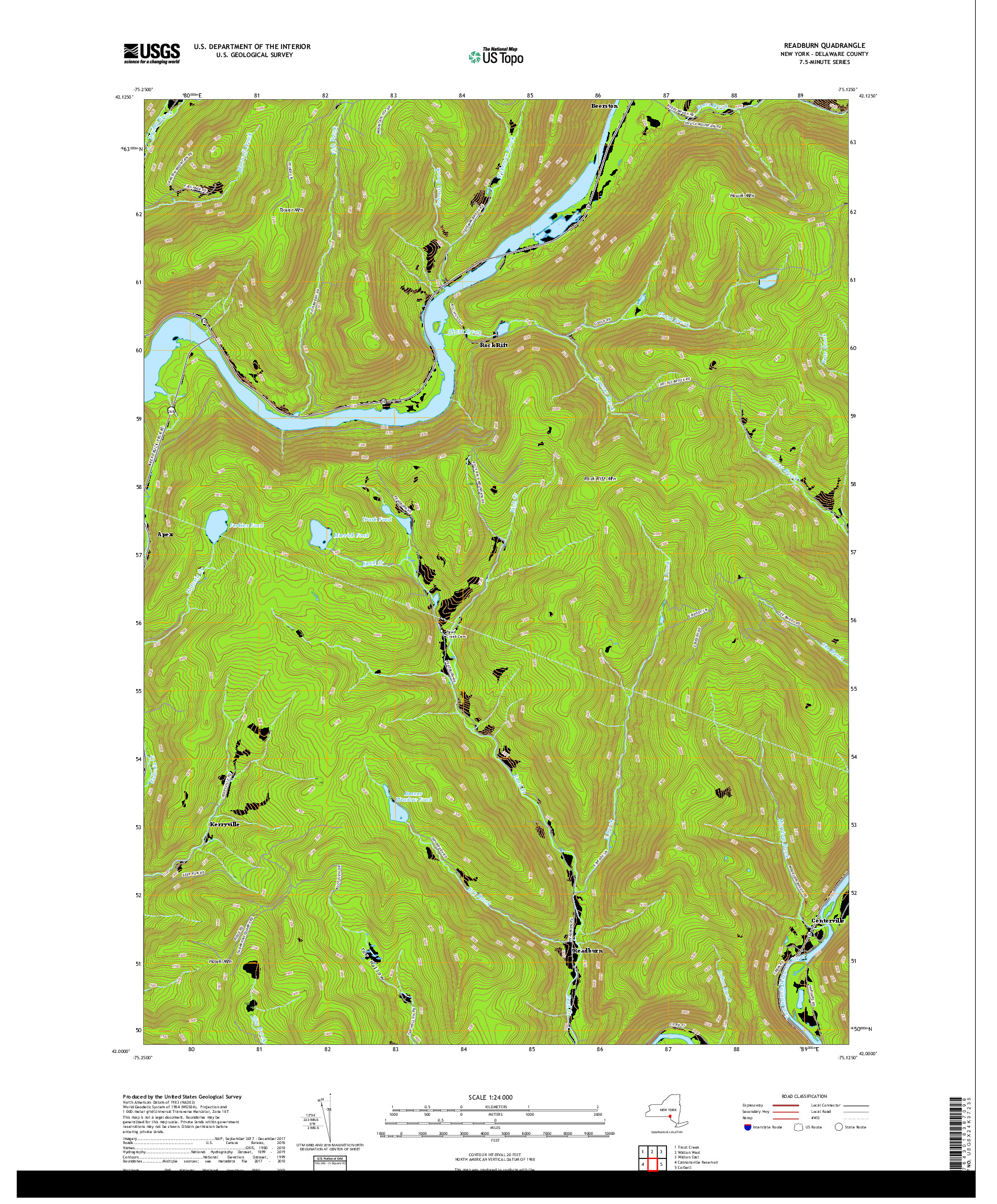 USGS US TOPO 7.5-MINUTE MAP FOR READBURN, NY 2019