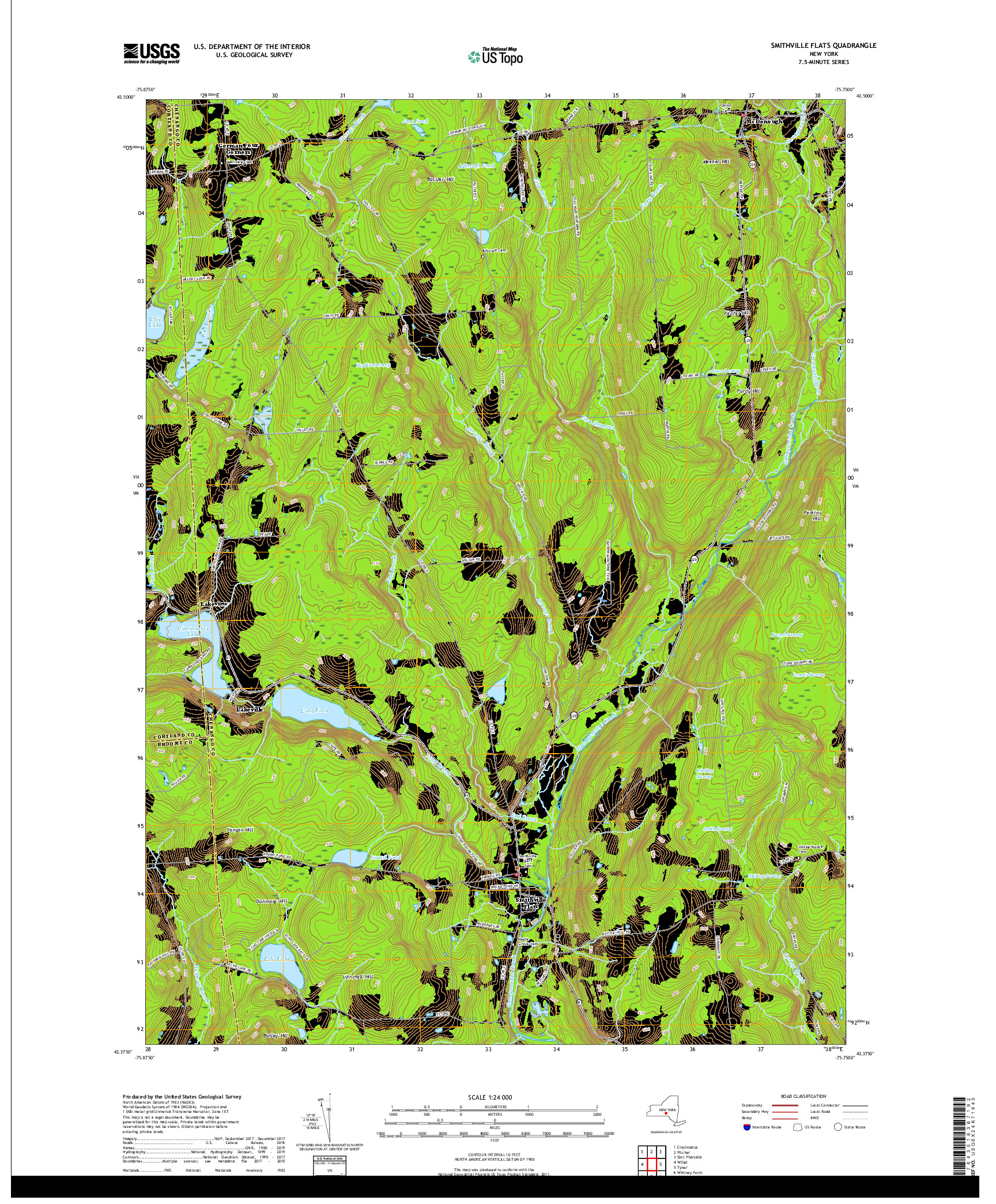 USGS US TOPO 7.5-MINUTE MAP FOR SMITHVILLE FLATS, NY 2019