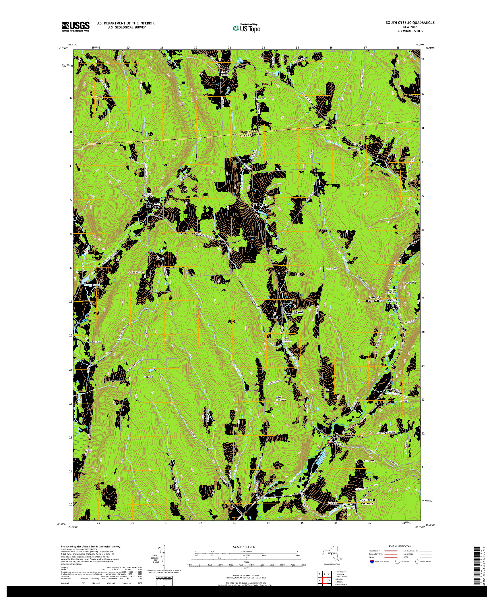 USGS US TOPO 7.5-MINUTE MAP FOR SOUTH OTSELIC, NY 2019