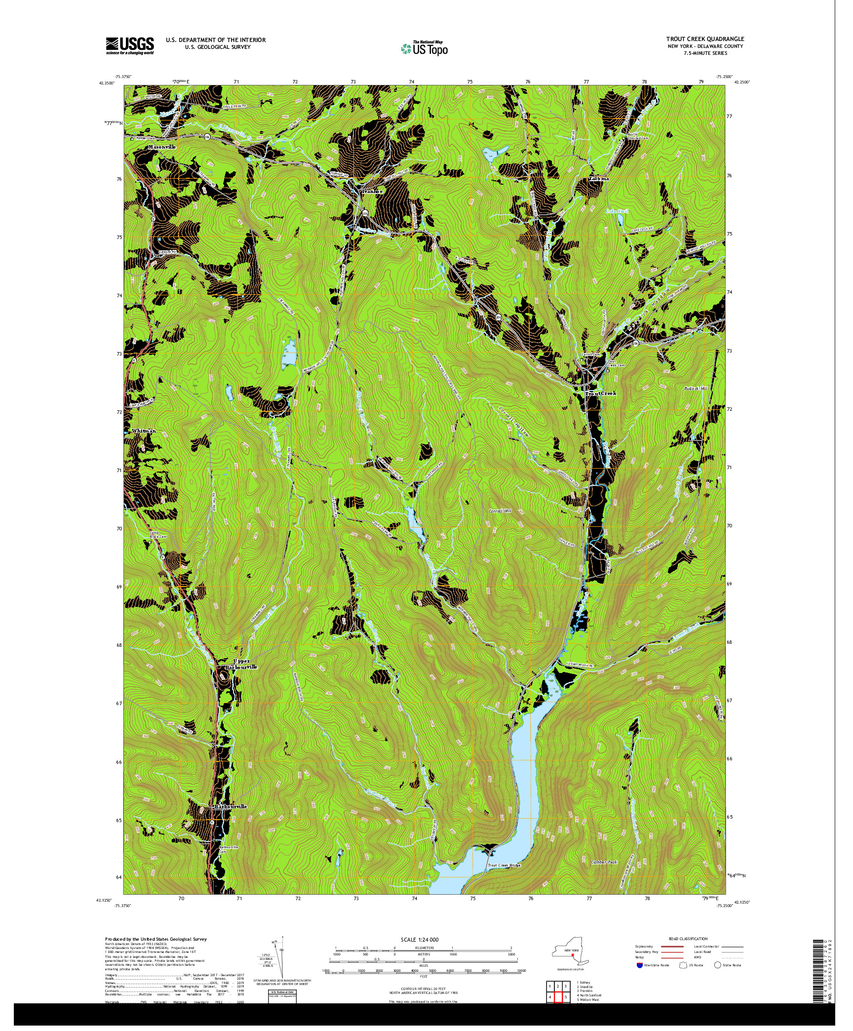 USGS US TOPO 7.5-MINUTE MAP FOR TROUT CREEK, NY 2019