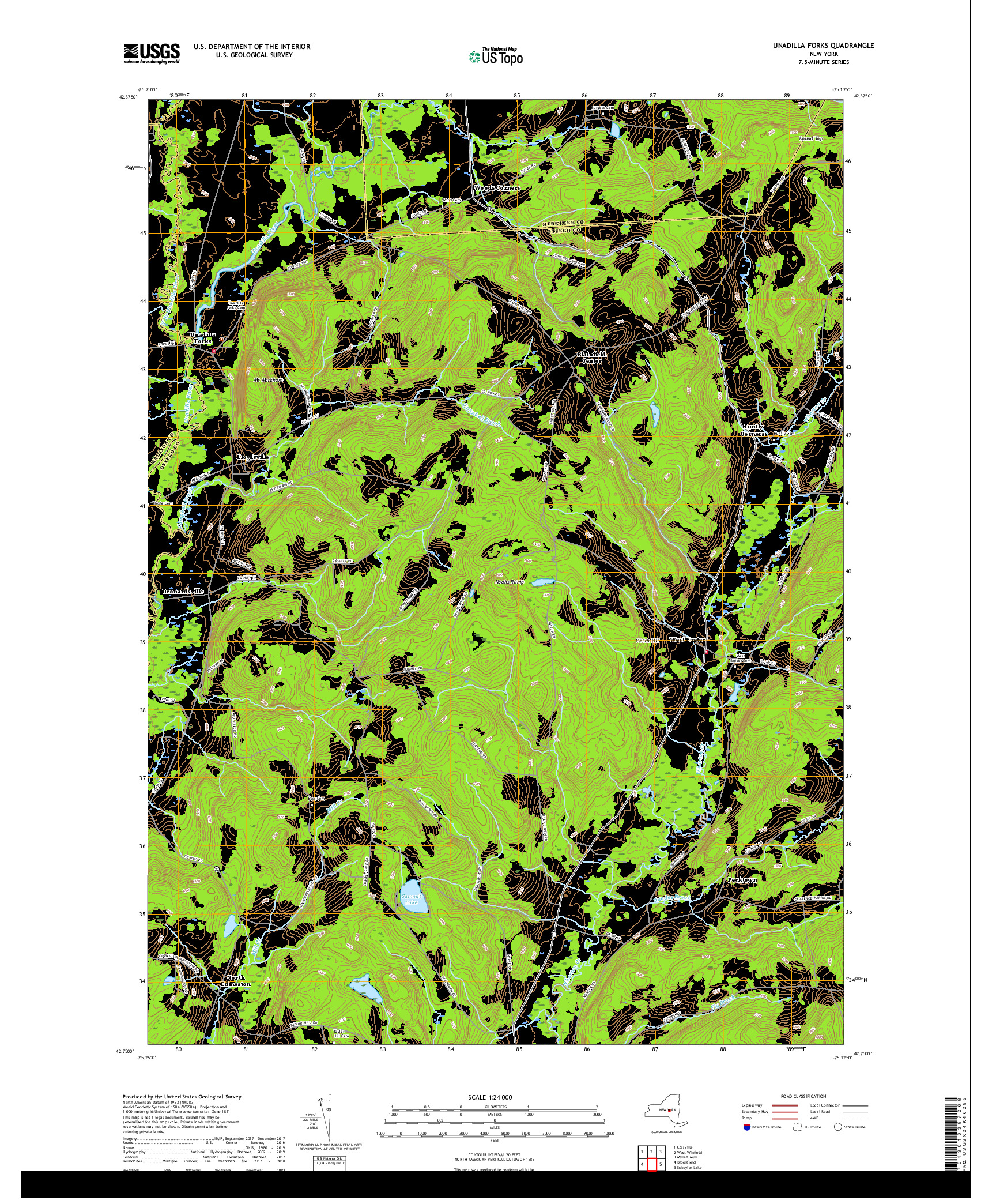 USGS US TOPO 7.5-MINUTE MAP FOR UNADILLA FORKS, NY 2019