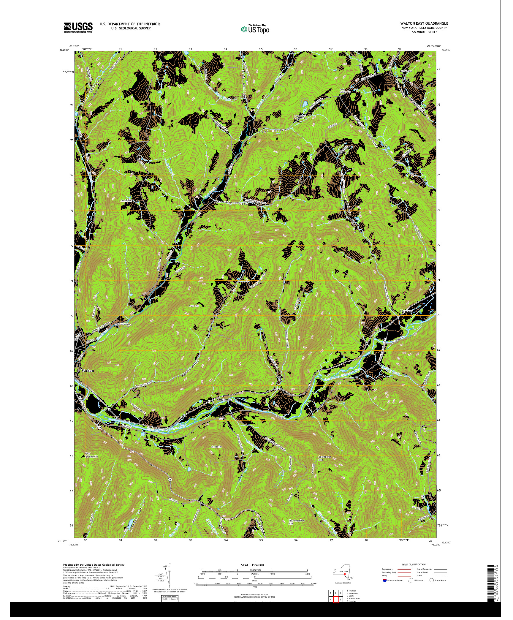 USGS US TOPO 7.5-MINUTE MAP FOR WALTON EAST, NY 2019