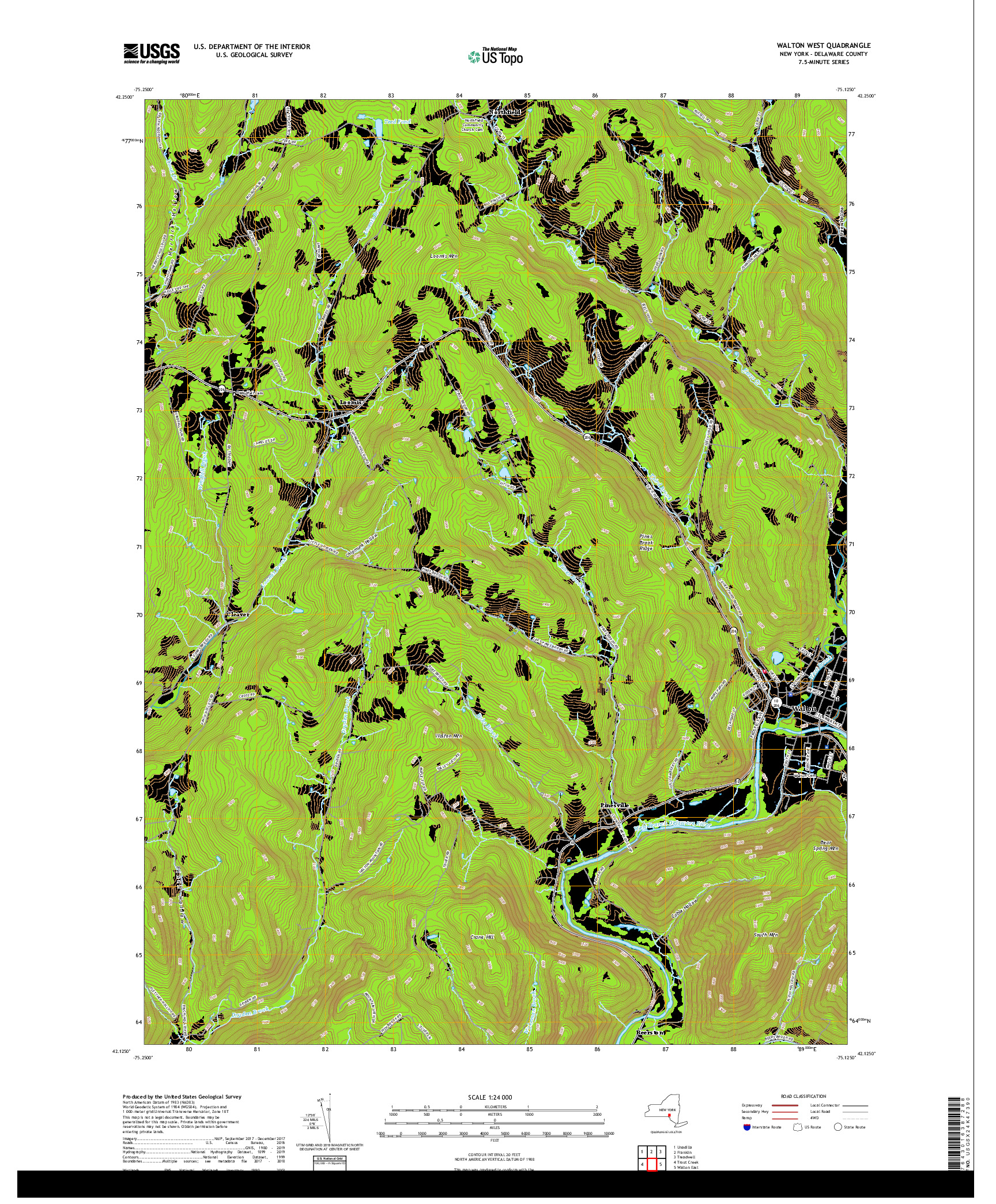 USGS US TOPO 7.5-MINUTE MAP FOR WALTON WEST, NY 2019