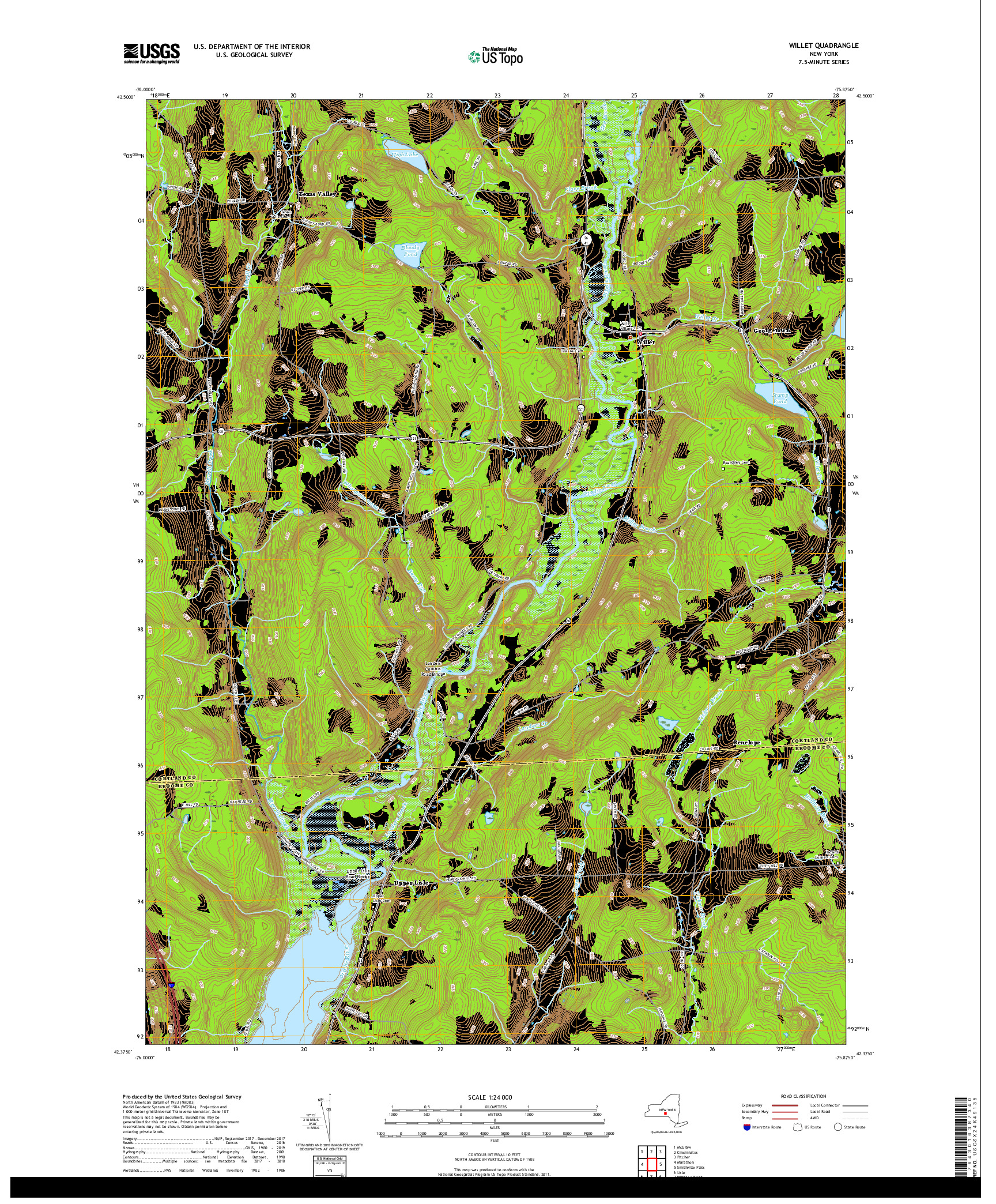 USGS US TOPO 7.5-MINUTE MAP FOR WILLET, NY 2019
