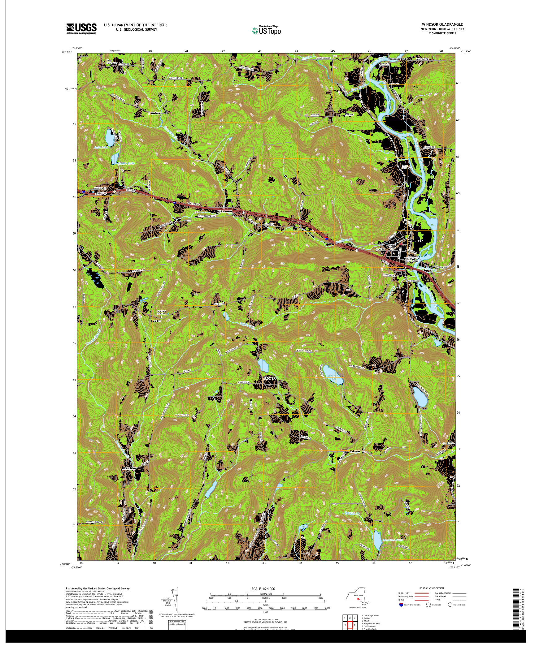 USGS US TOPO 7.5-MINUTE MAP FOR WINDSOR, NY 2019