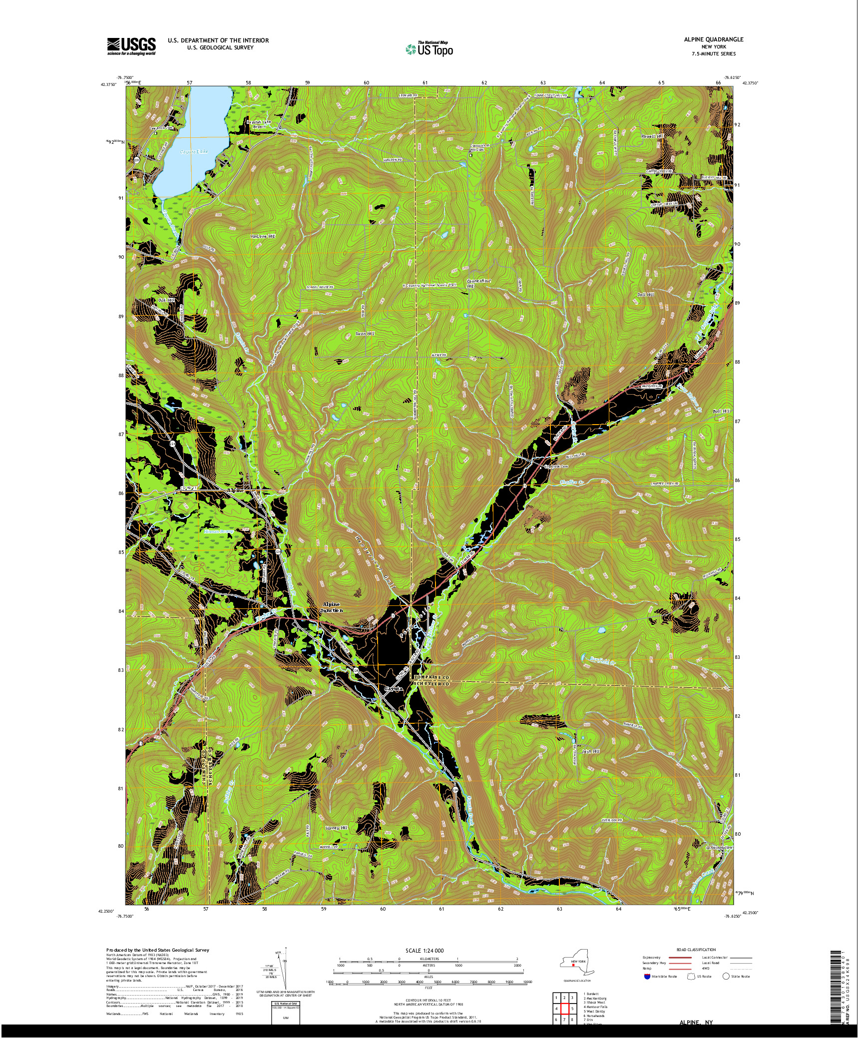 USGS US TOPO 7.5-MINUTE MAP FOR ALPINE, NY 2019