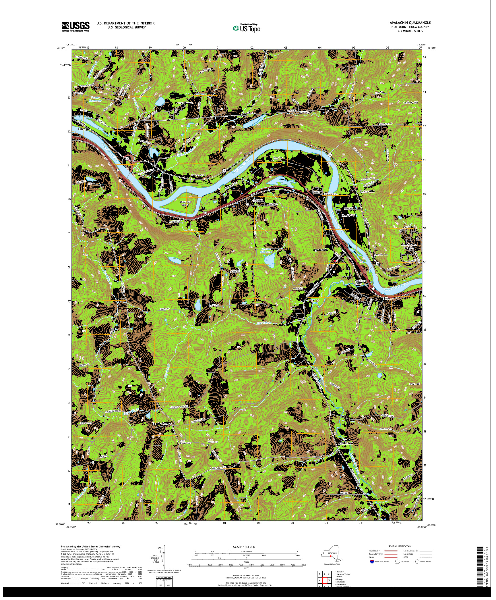 USGS US TOPO 7.5-MINUTE MAP FOR APALACHIN, NY 2019
