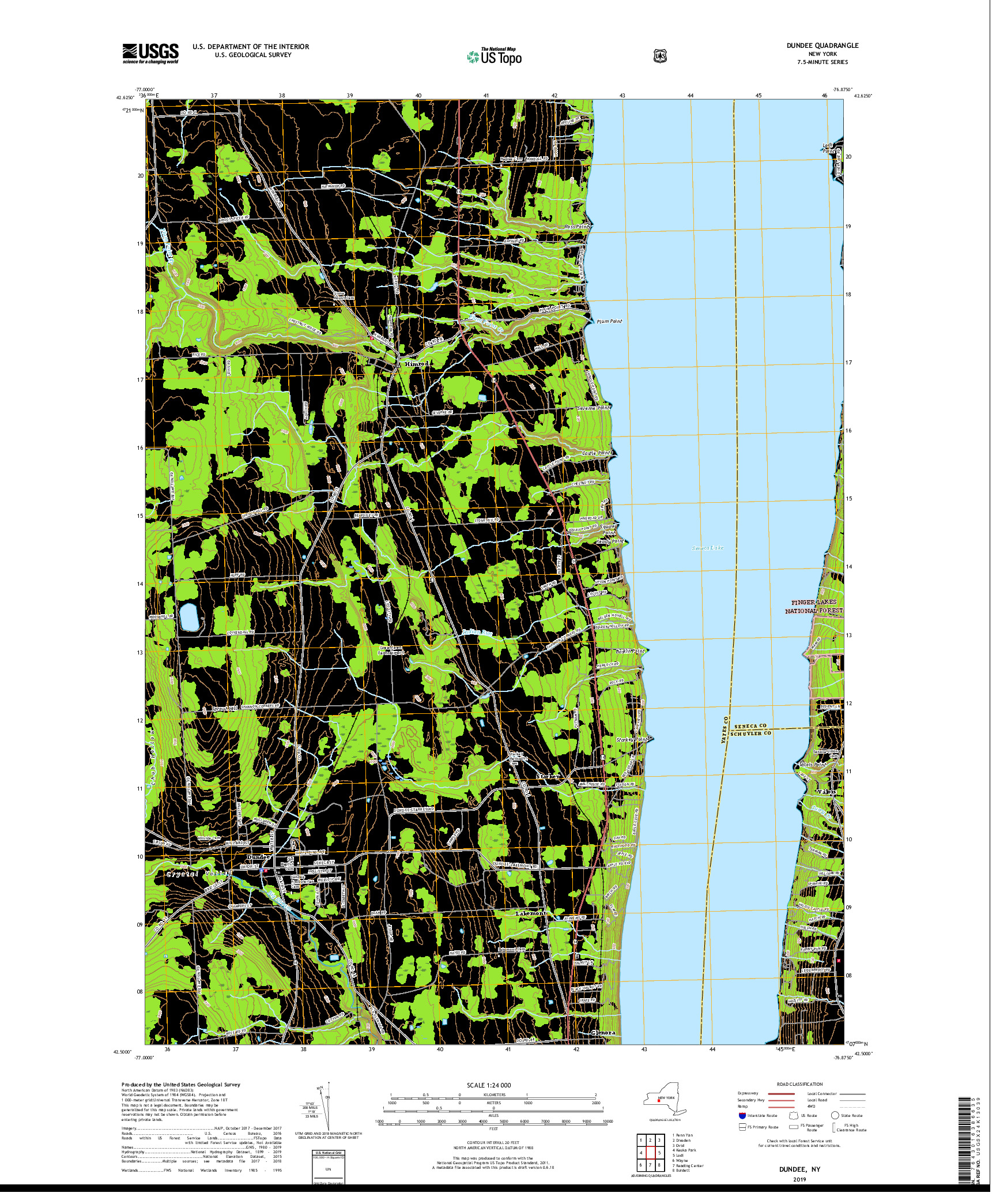 USGS US TOPO 7.5-MINUTE MAP FOR DUNDEE, NY 2019