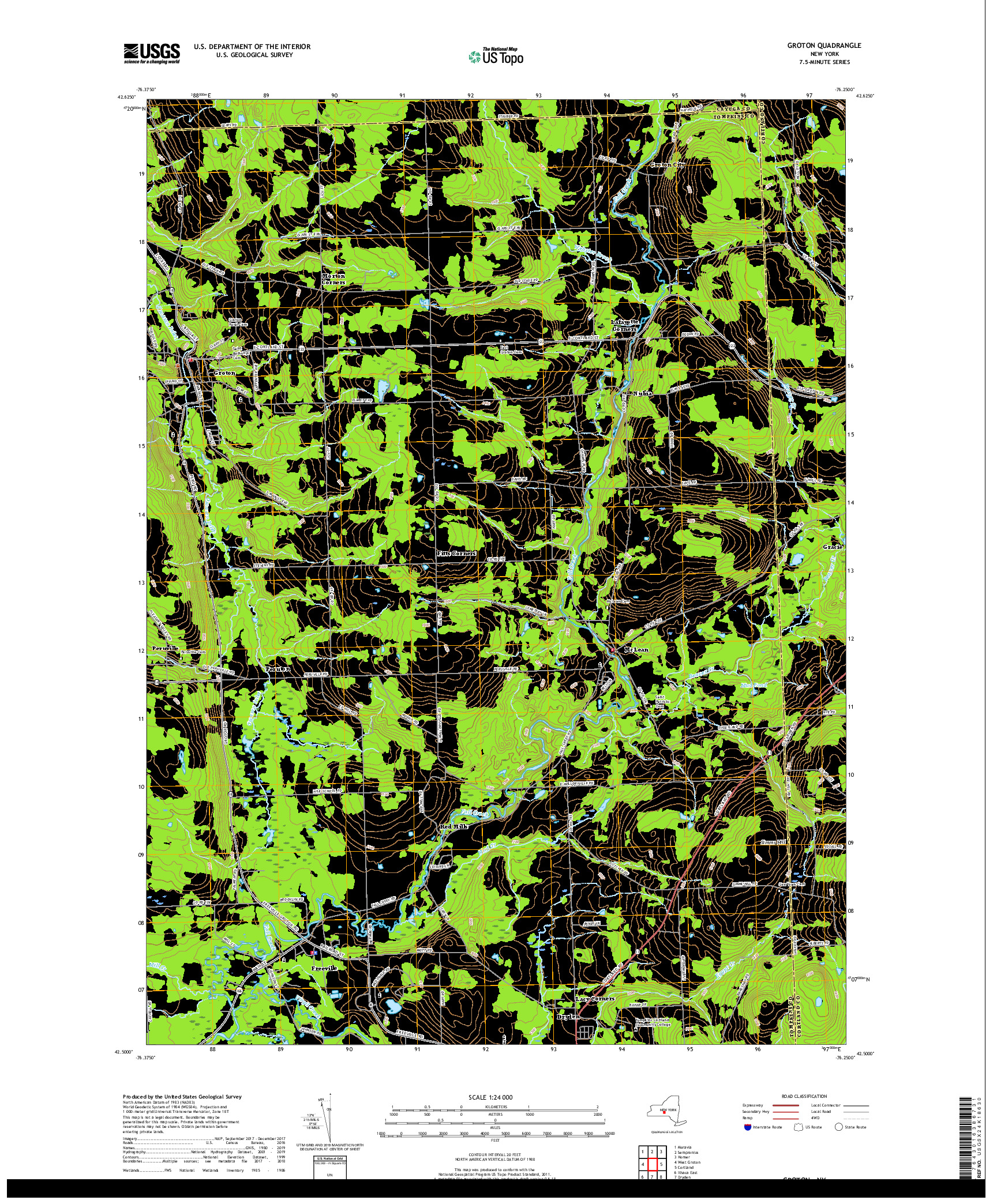 USGS US TOPO 7.5-MINUTE MAP FOR GROTON, NY 2019