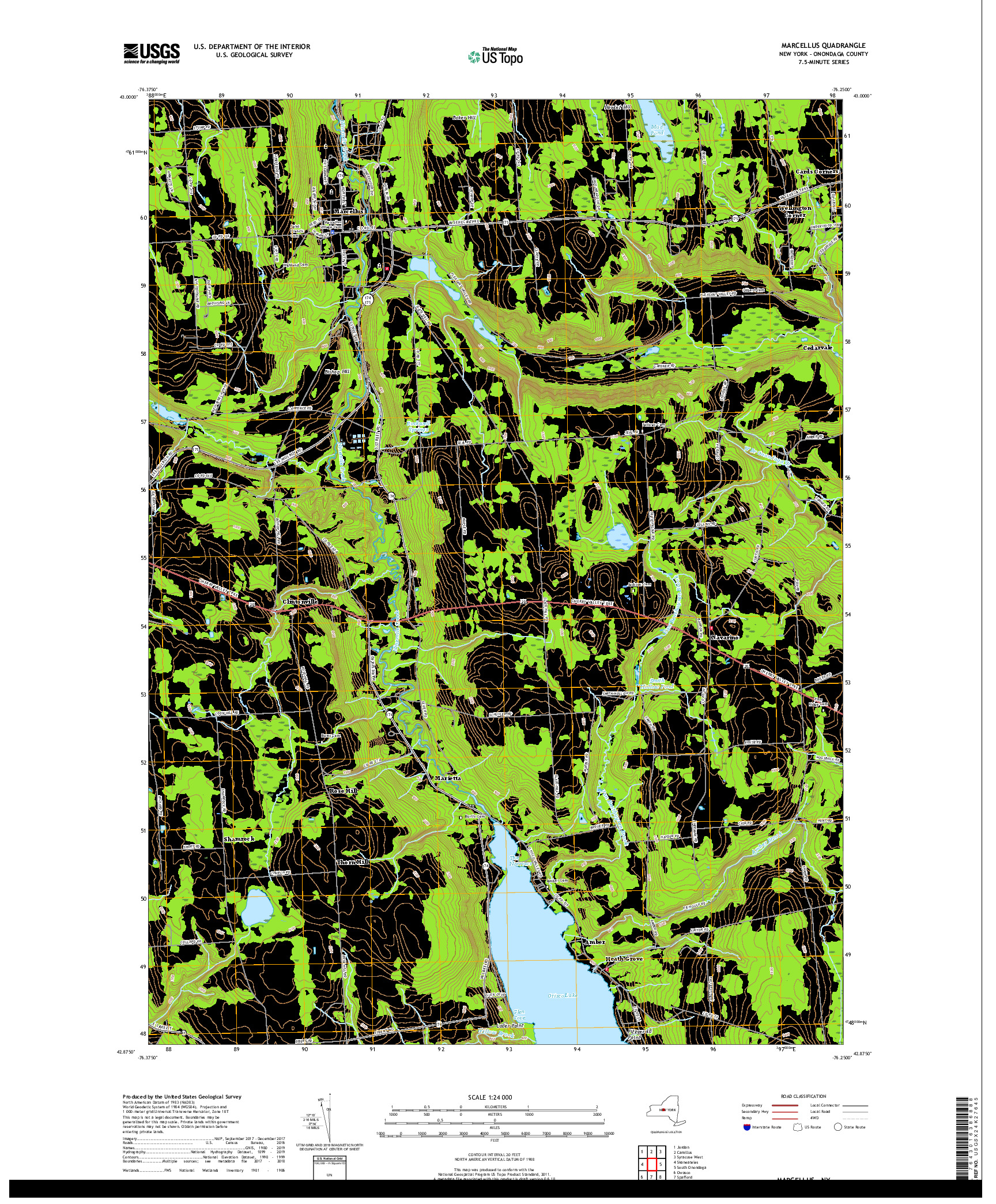 USGS US TOPO 7.5-MINUTE MAP FOR MARCELLUS, NY 2019