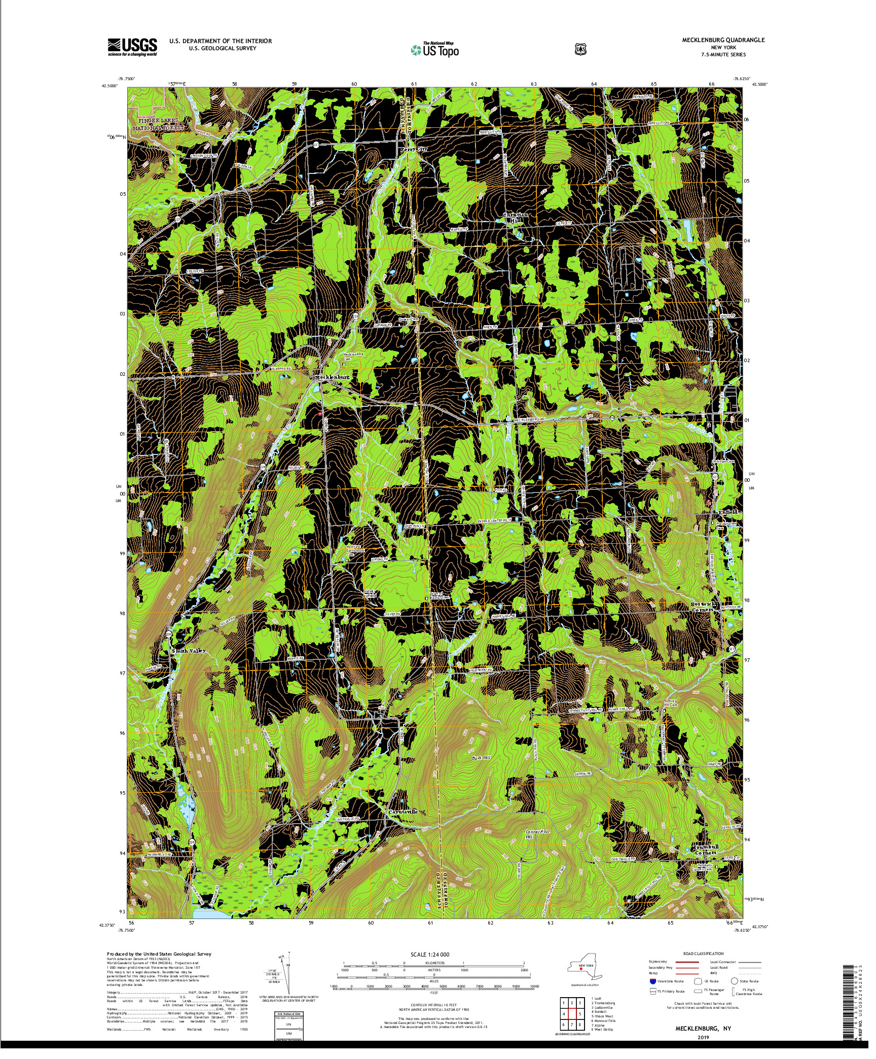 USGS US TOPO 7.5-MINUTE MAP FOR MECKLENBURG, NY 2019