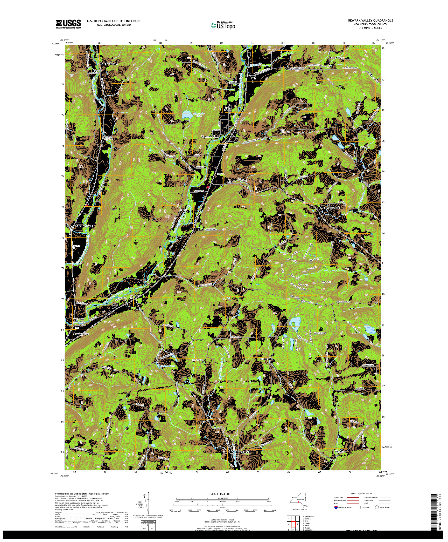 USGS US TOPO 7.5-MINUTE MAP FOR NEWARK VALLEY, NY 2019