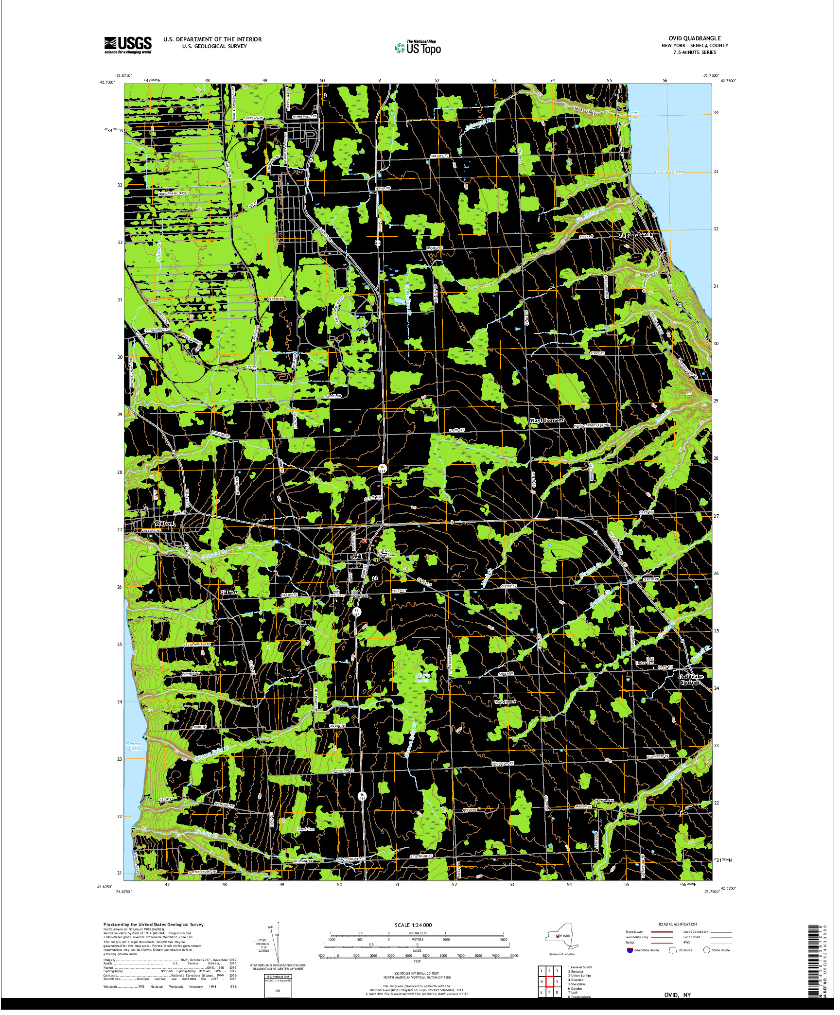 USGS US TOPO 7.5-MINUTE MAP FOR OVID, NY 2019