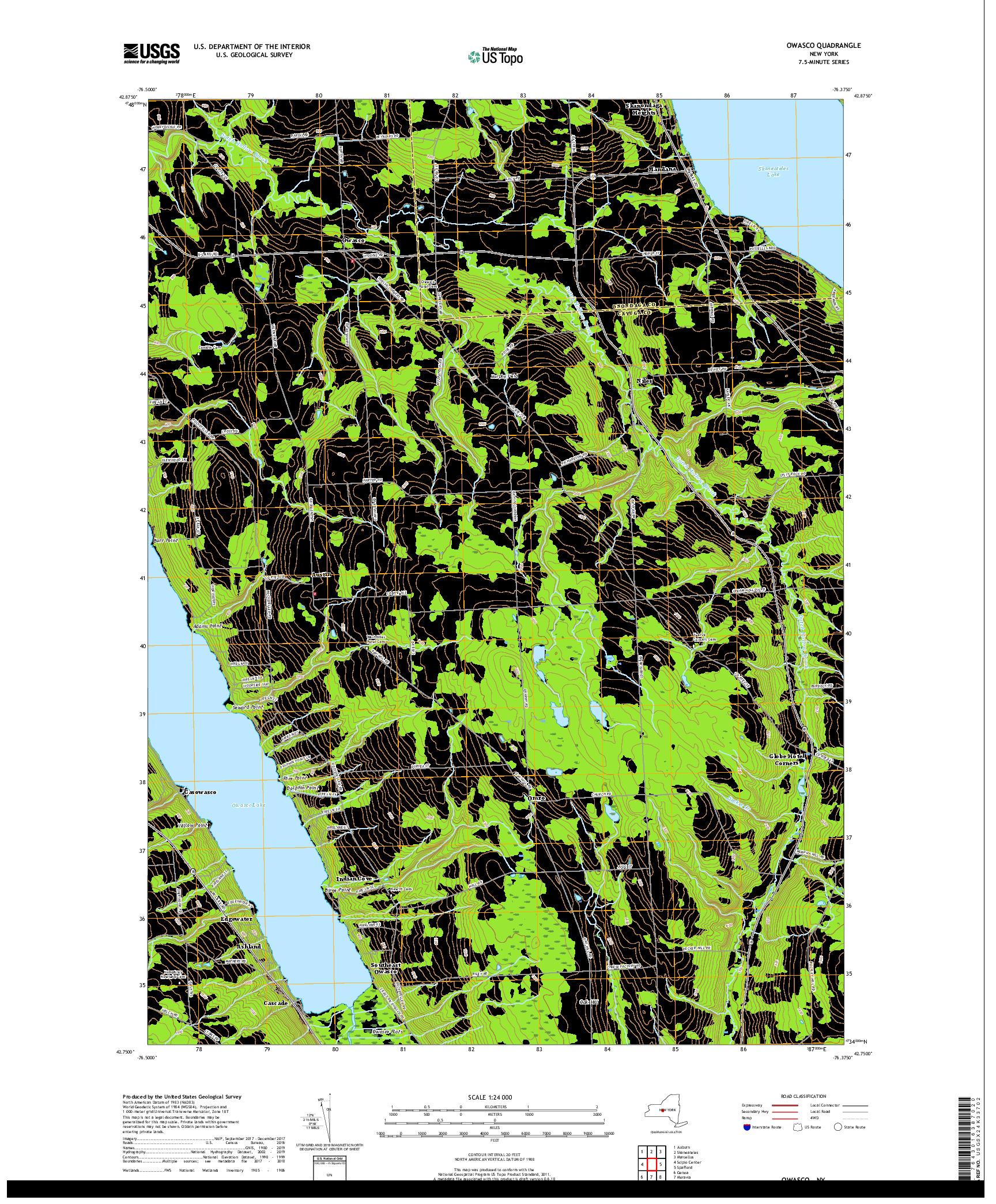 USGS US TOPO 7.5-MINUTE MAP FOR OWASCO, NY 2019