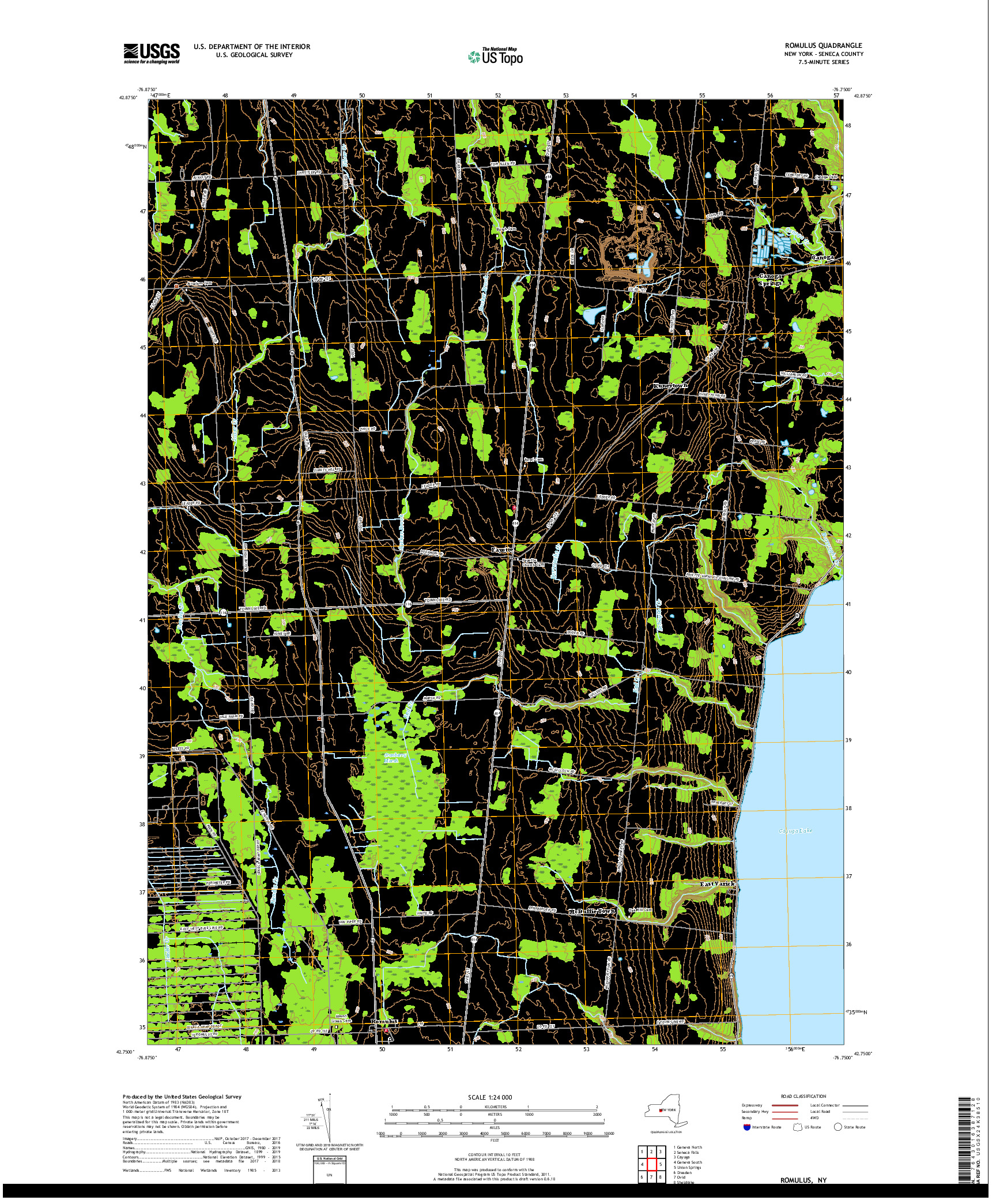 USGS US TOPO 7.5-MINUTE MAP FOR ROMULUS, NY 2019