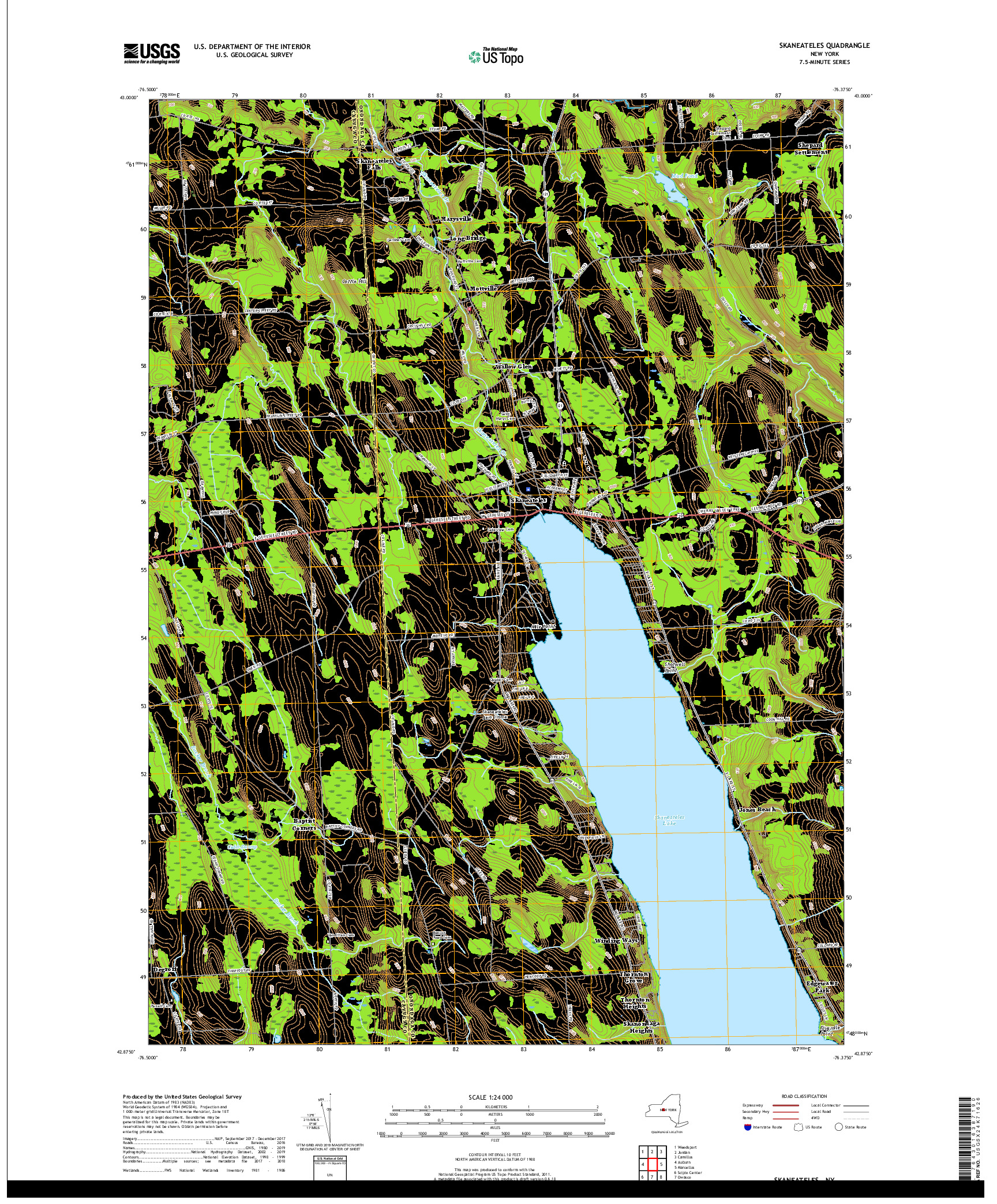 USGS US TOPO 7.5-MINUTE MAP FOR SKANEATELES, NY 2019