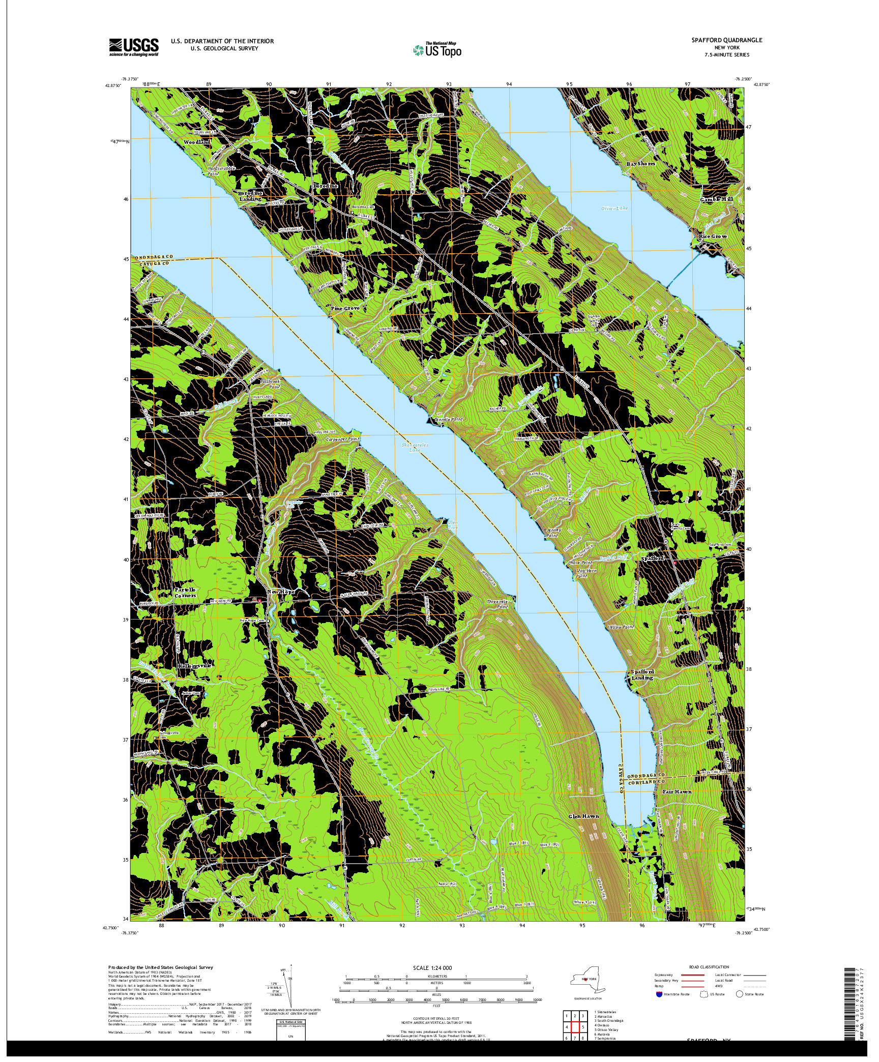 USGS US TOPO 7.5-MINUTE MAP FOR SPAFFORD, NY 2019